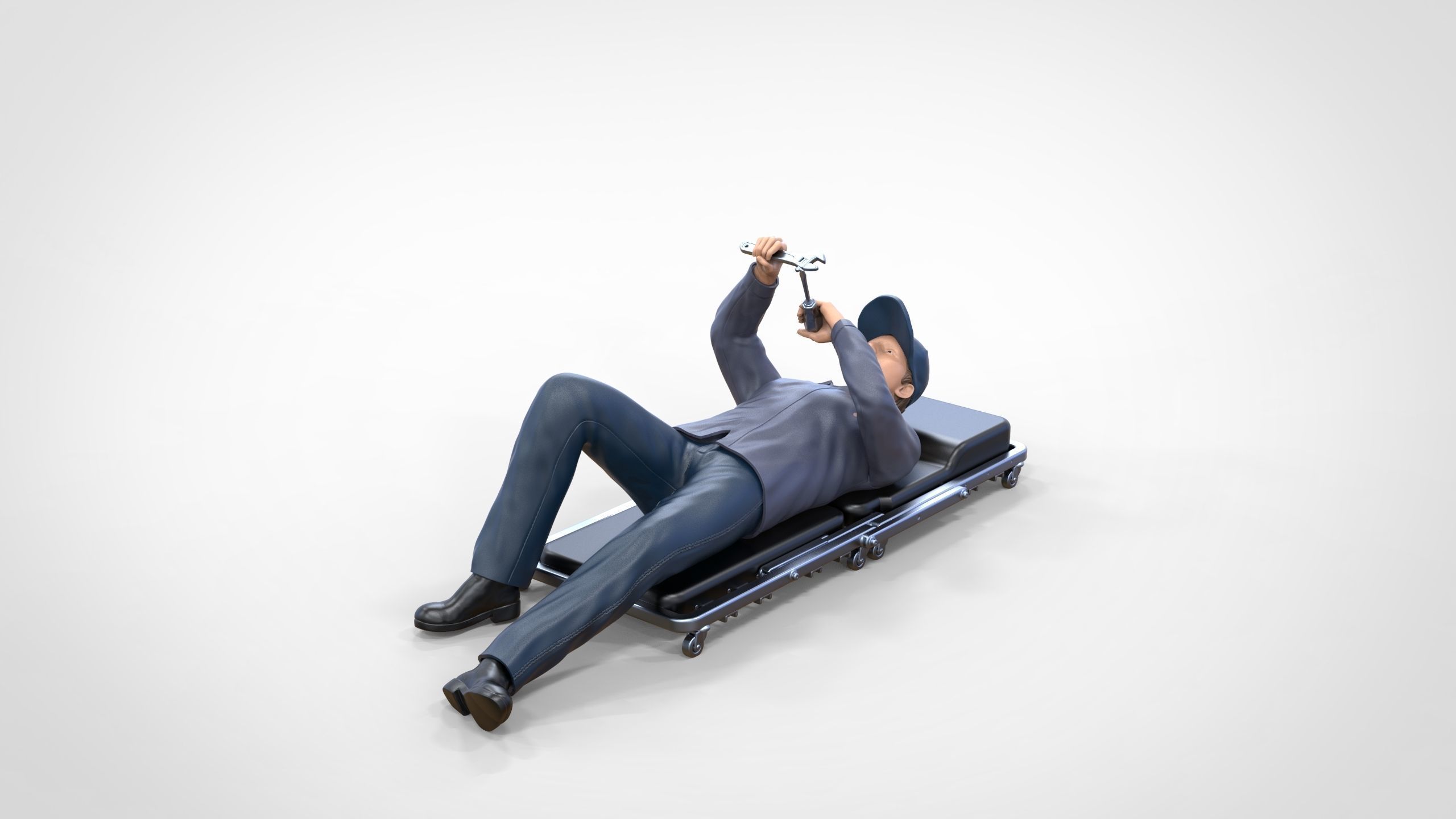 N10 Mechanic on the roller creeper seat 3D print model_19