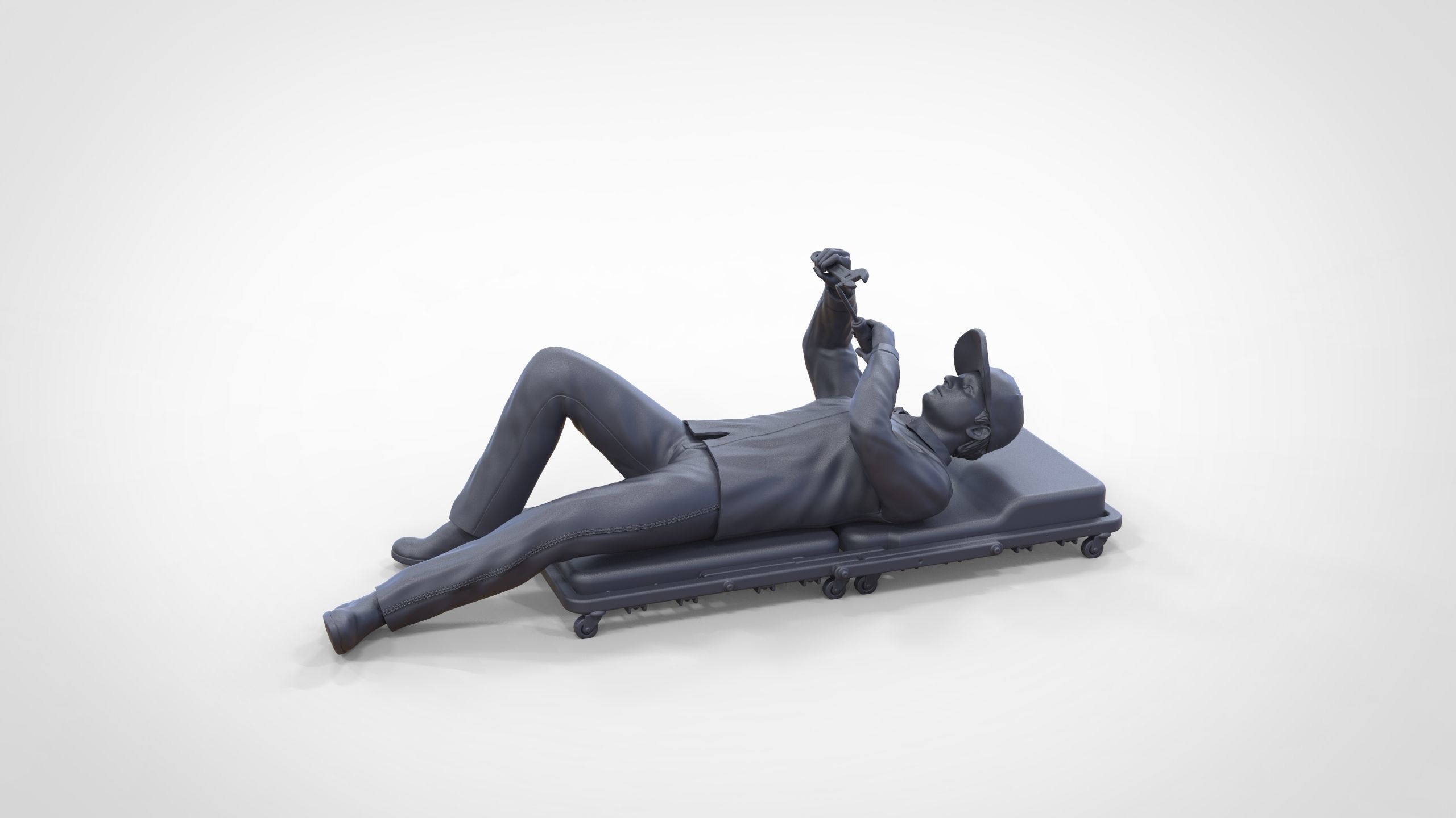 N10 Mechanic on the roller creeper seat 3D print model_26
