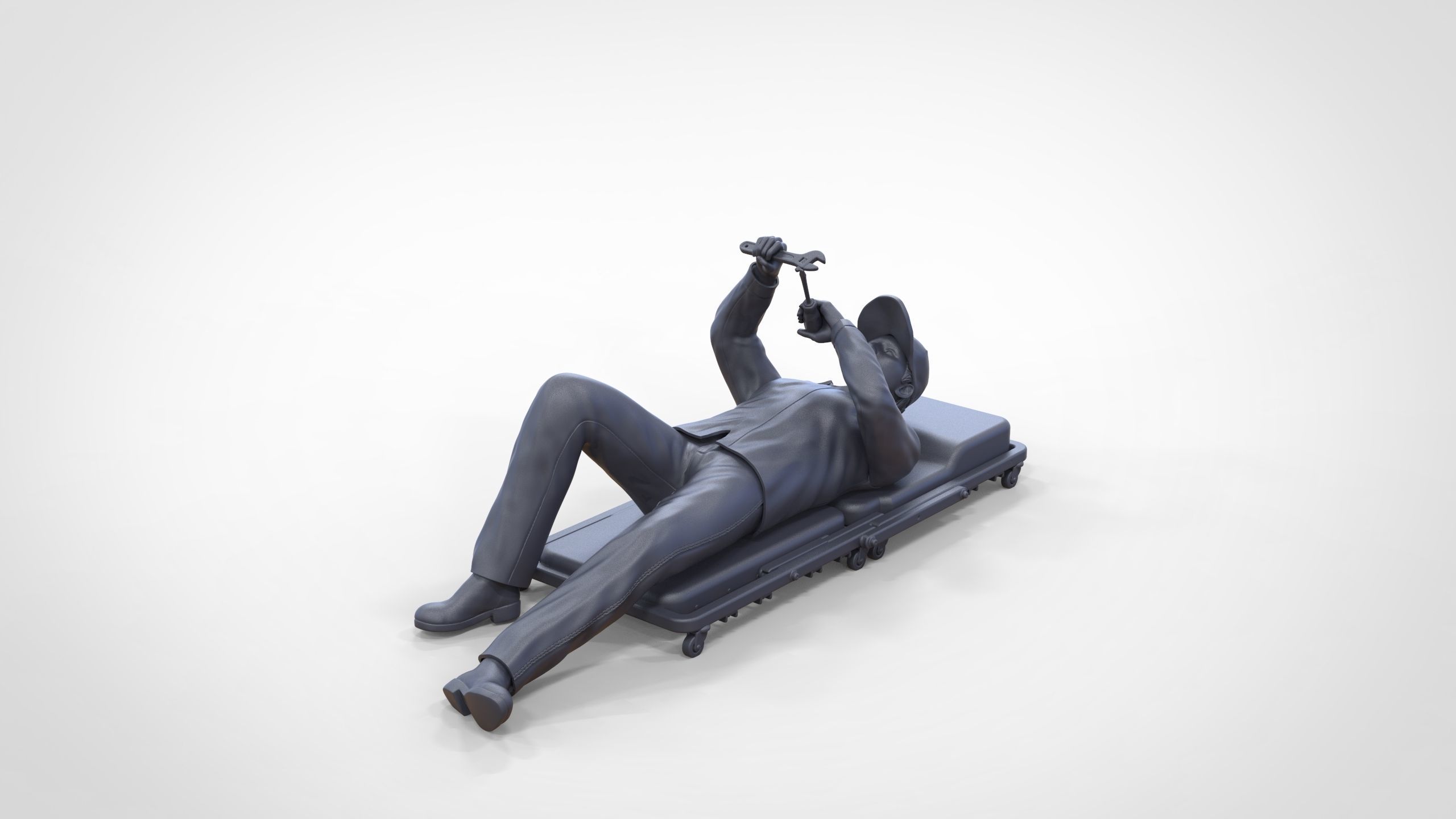 N10 Mechanic on the roller creeper seat 3D print model_37