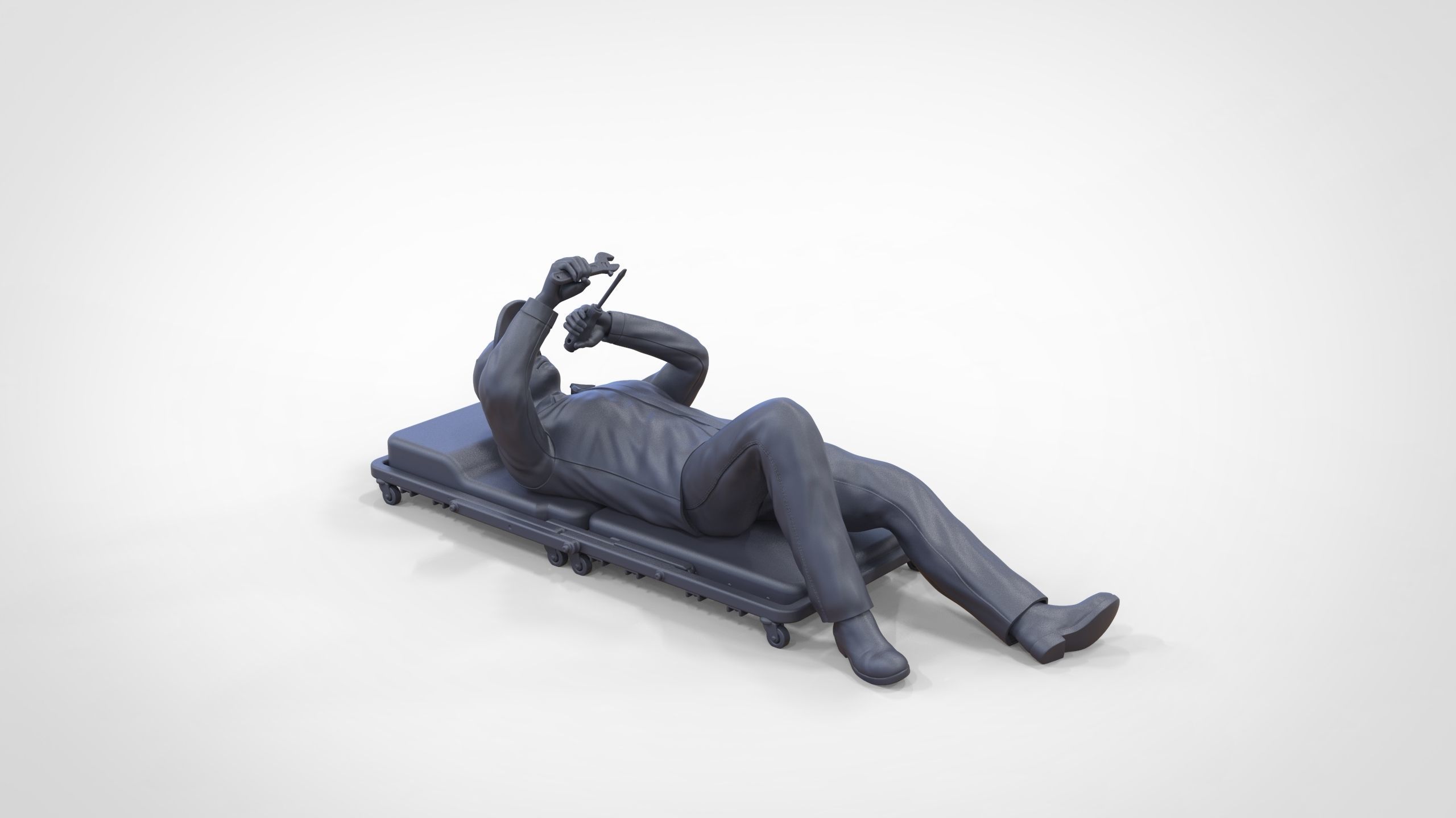 N10 Mechanic on the roller creeper seat 3D print model_34