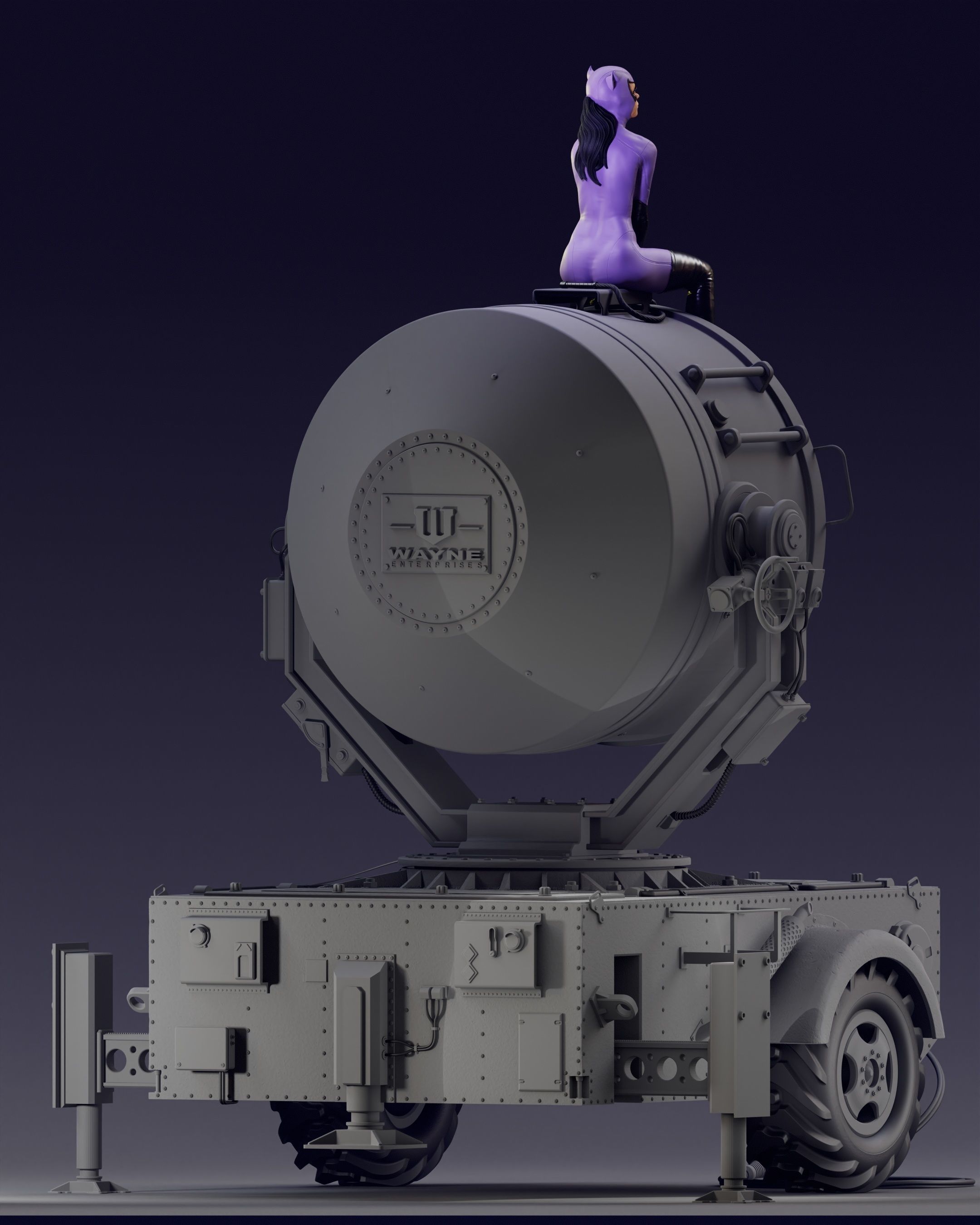 Purple Catwoman sitting 3D print model_24