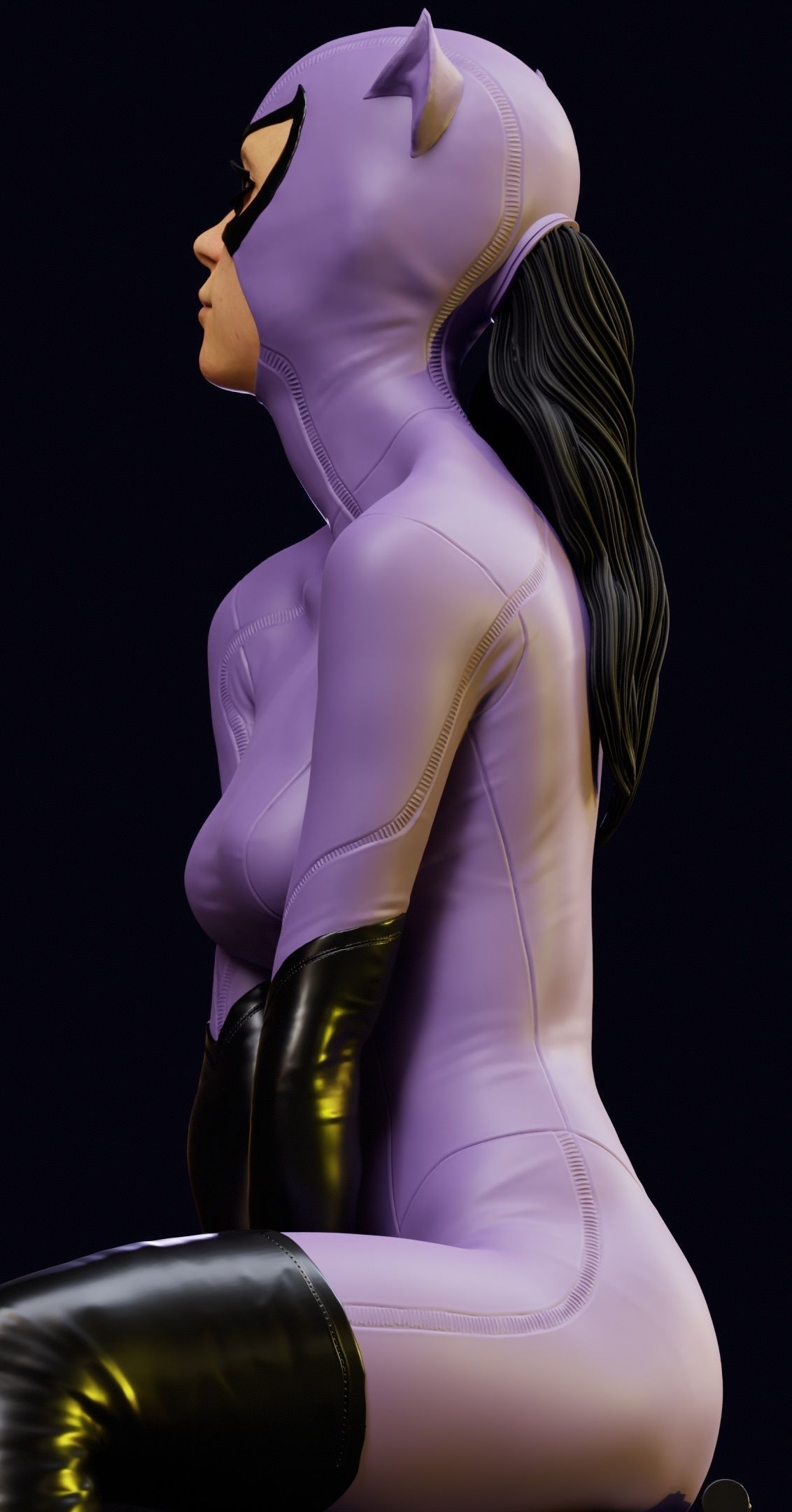 Purple Catwoman sitting 3D print model_13