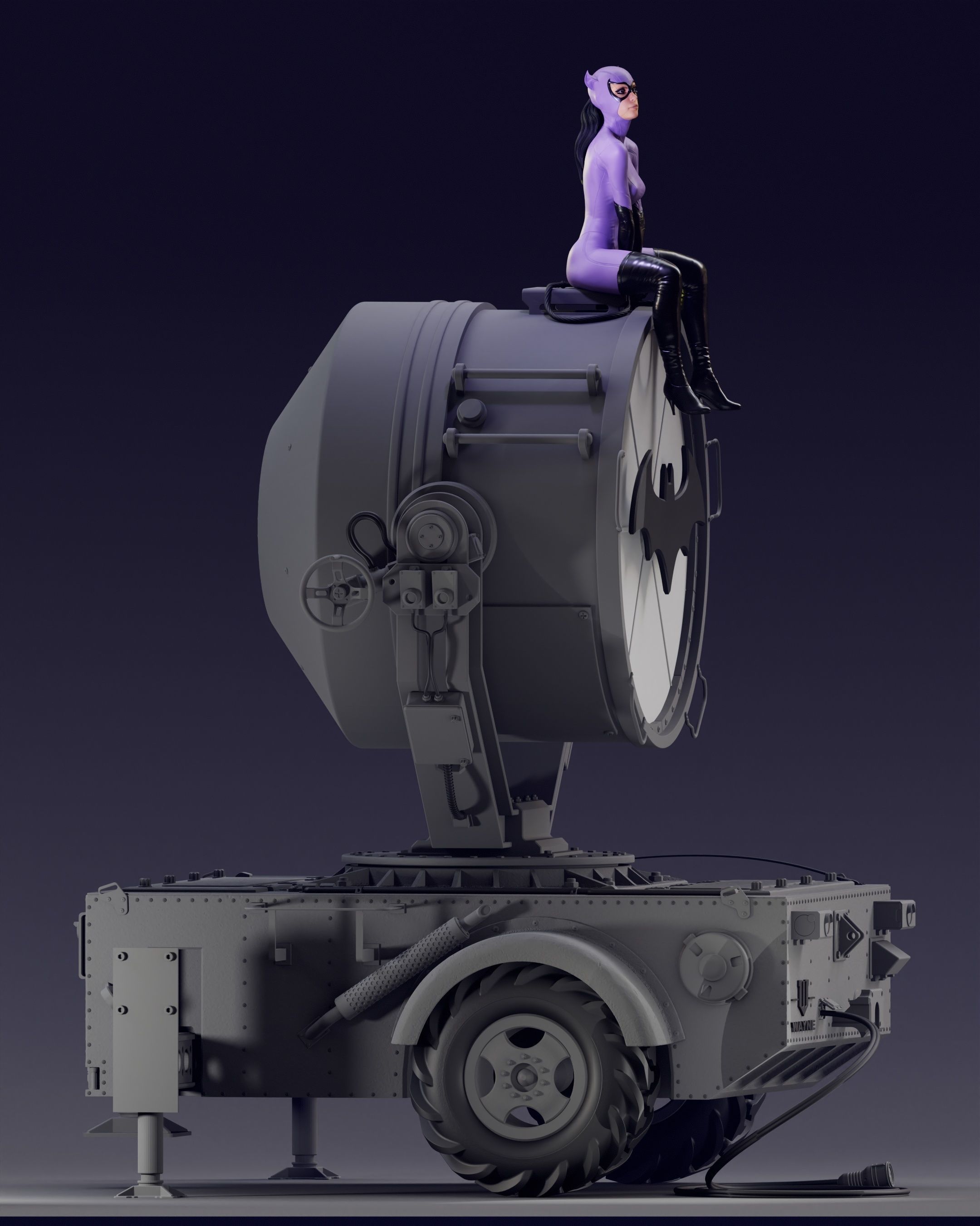 Purple Catwoman sitting 3D print model_22