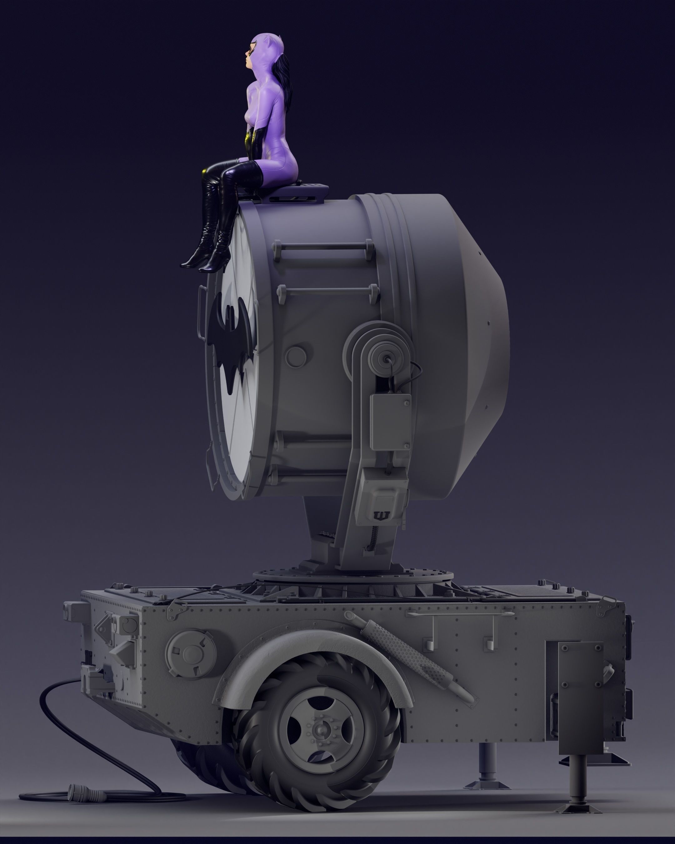 Purple Catwoman sitting 3D print model_25