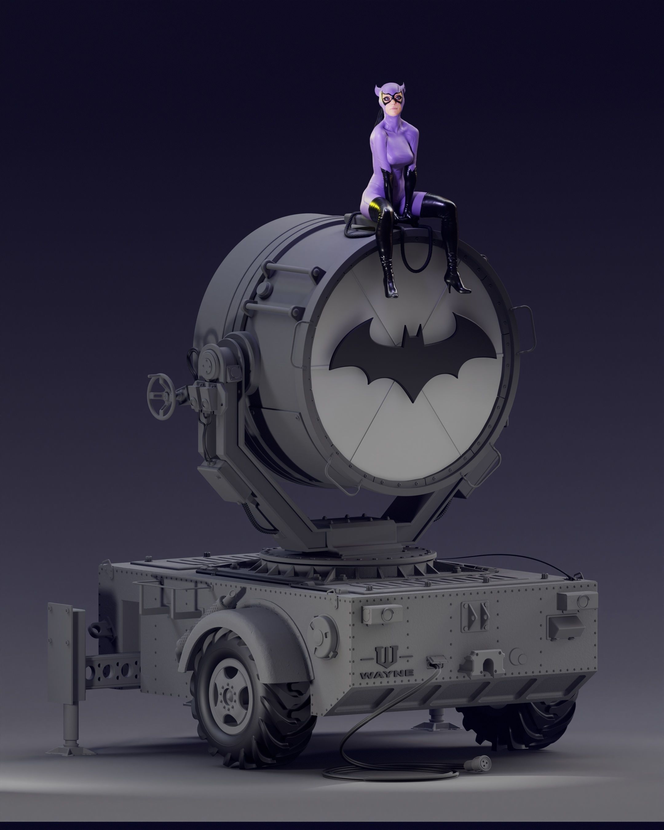 Purple Catwoman sitting 3D print model_38