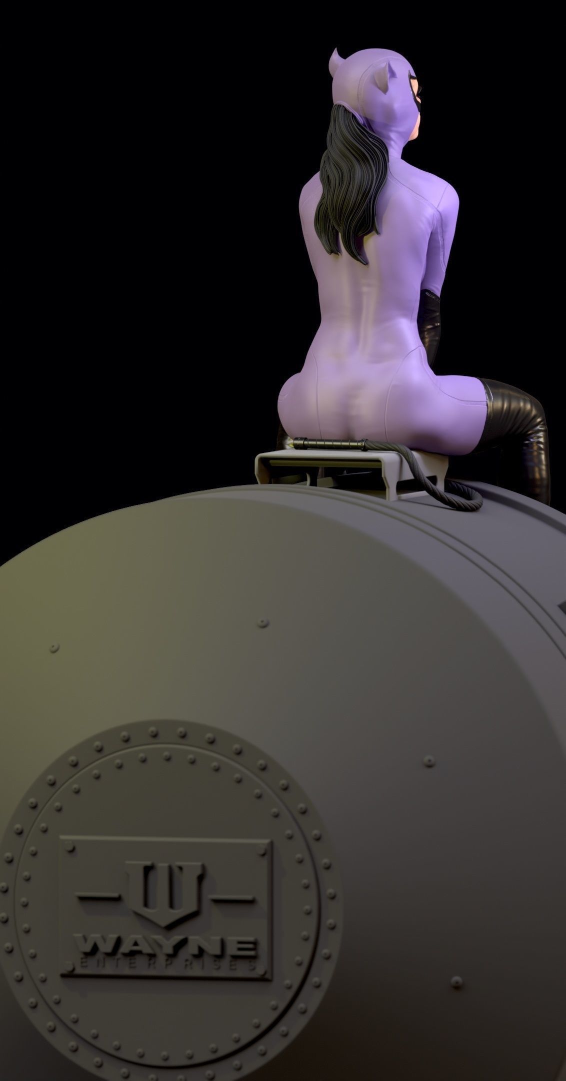 Purple Catwoman sitting 3D print model_8