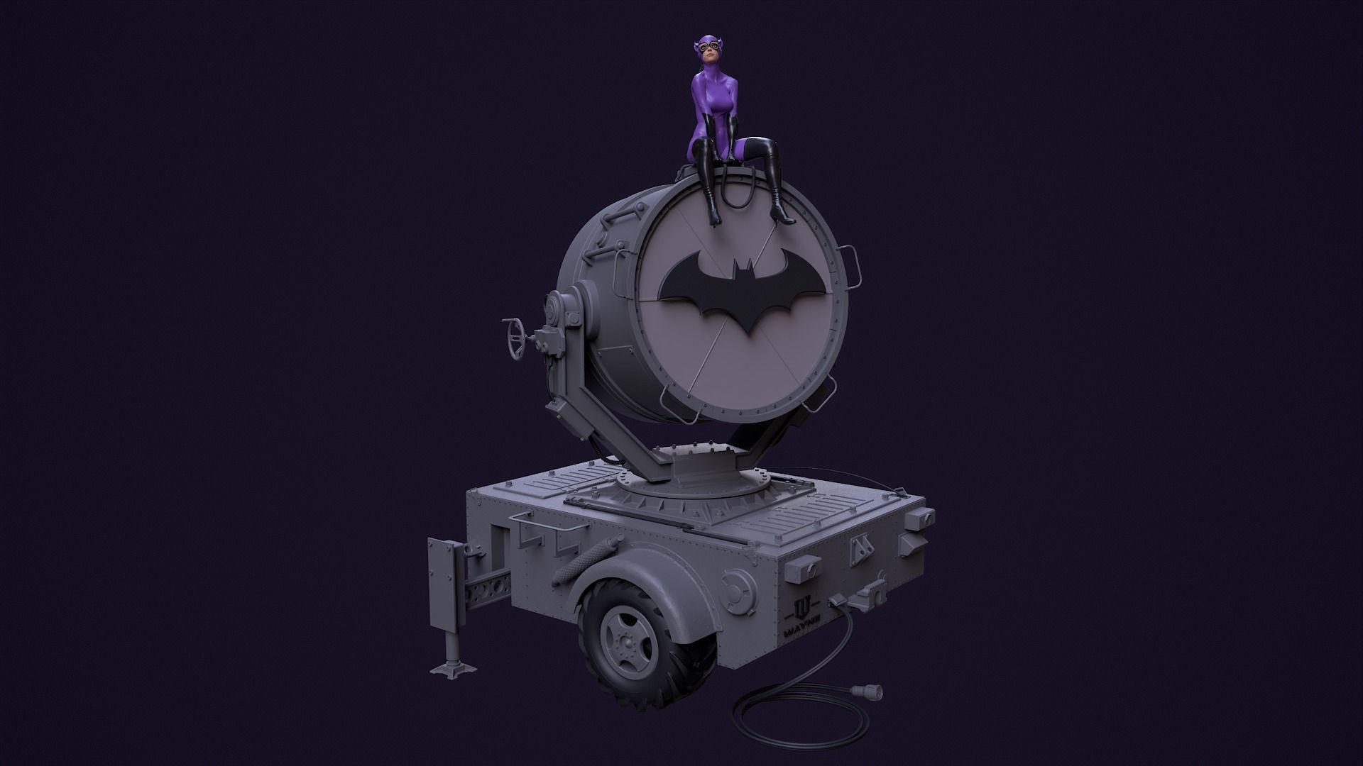 Purple Catwoman sitting 3D print model_23