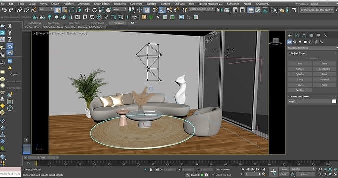 Living room sitting area minimal modern design 3D model 4