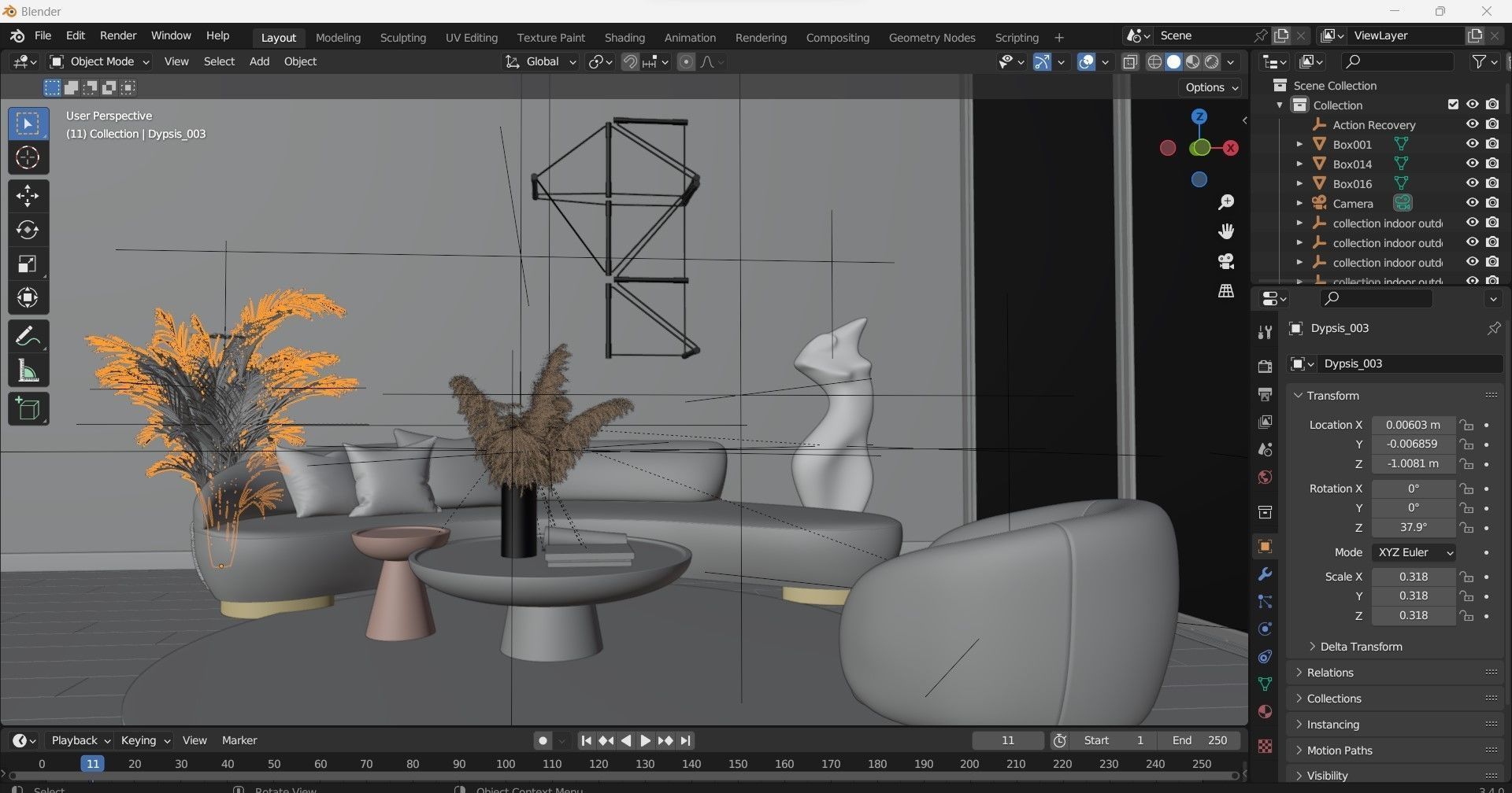 Living room sitting area minimal modern design 3D model_4