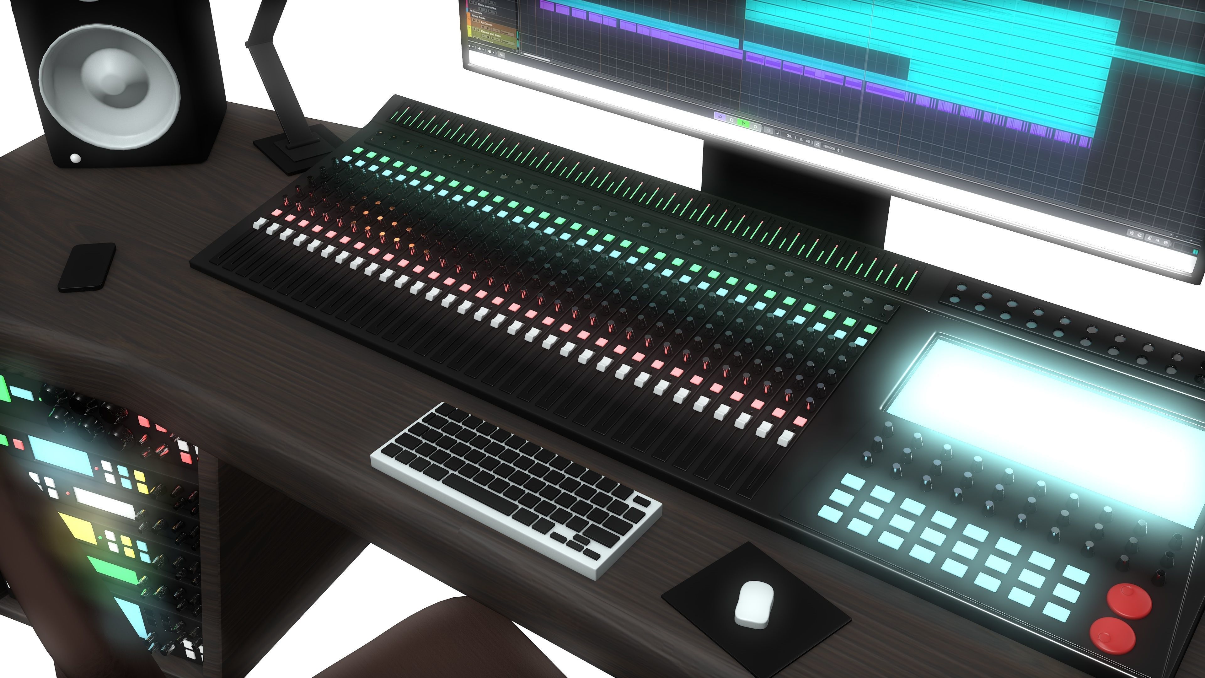 Music Studio Desk Setup 3D model_15