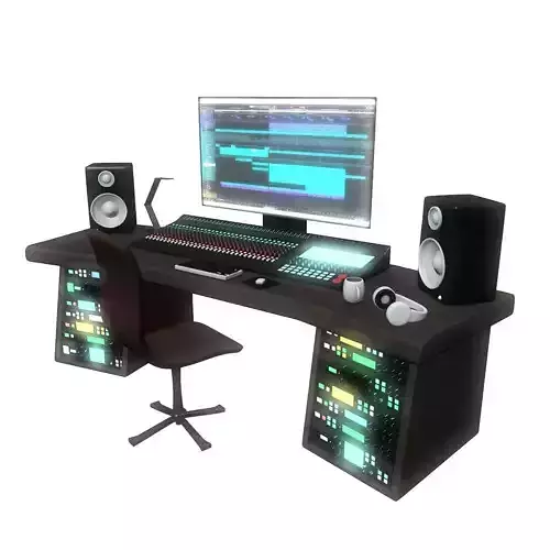 Music Studio Desk Setup 3D model Music Studio Desk Setup 3D model