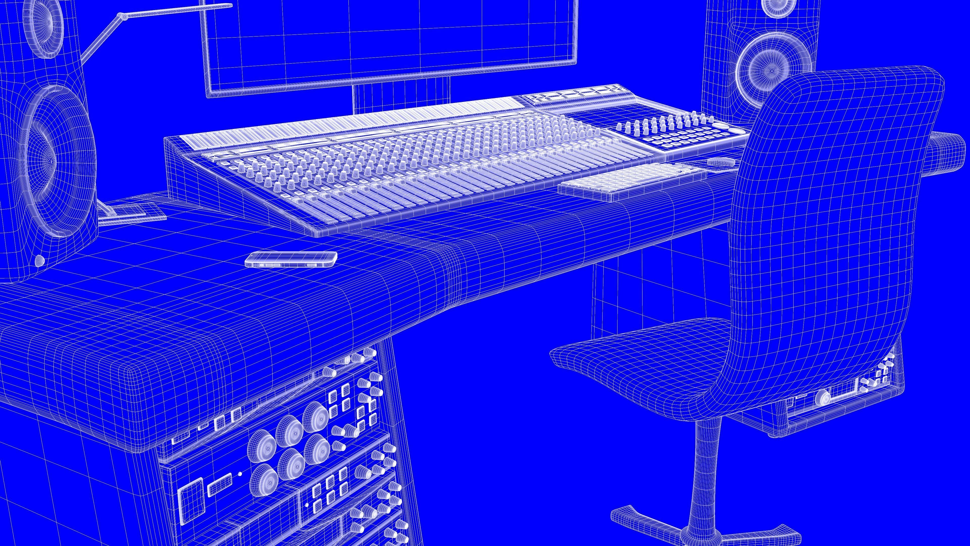 Music Studio Desk Setup 3D model_11