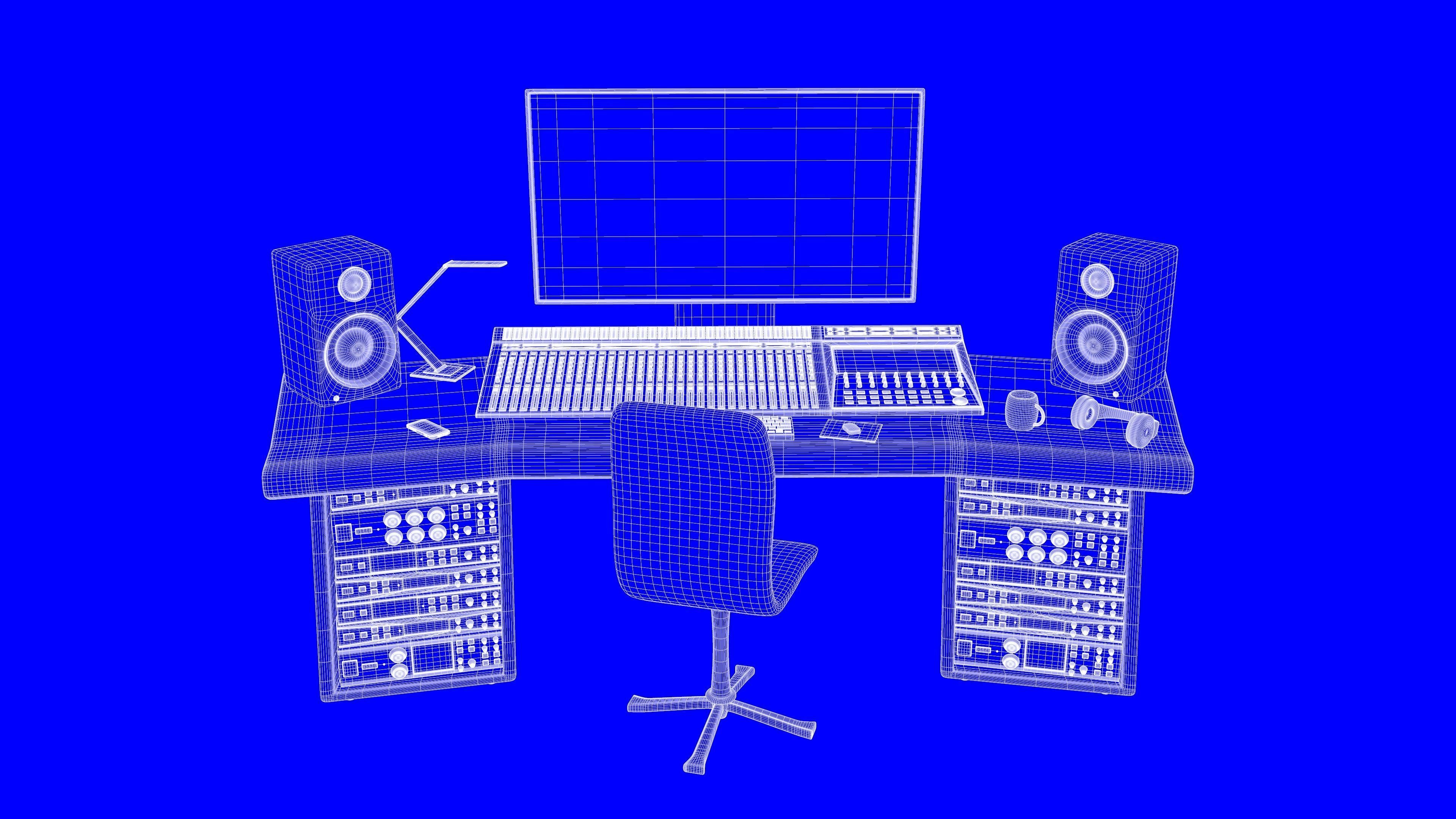Music Studio Desk Setup 3D model_7