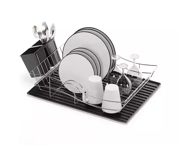 TOWER Essentials Dish Rack With Tray 3D model
