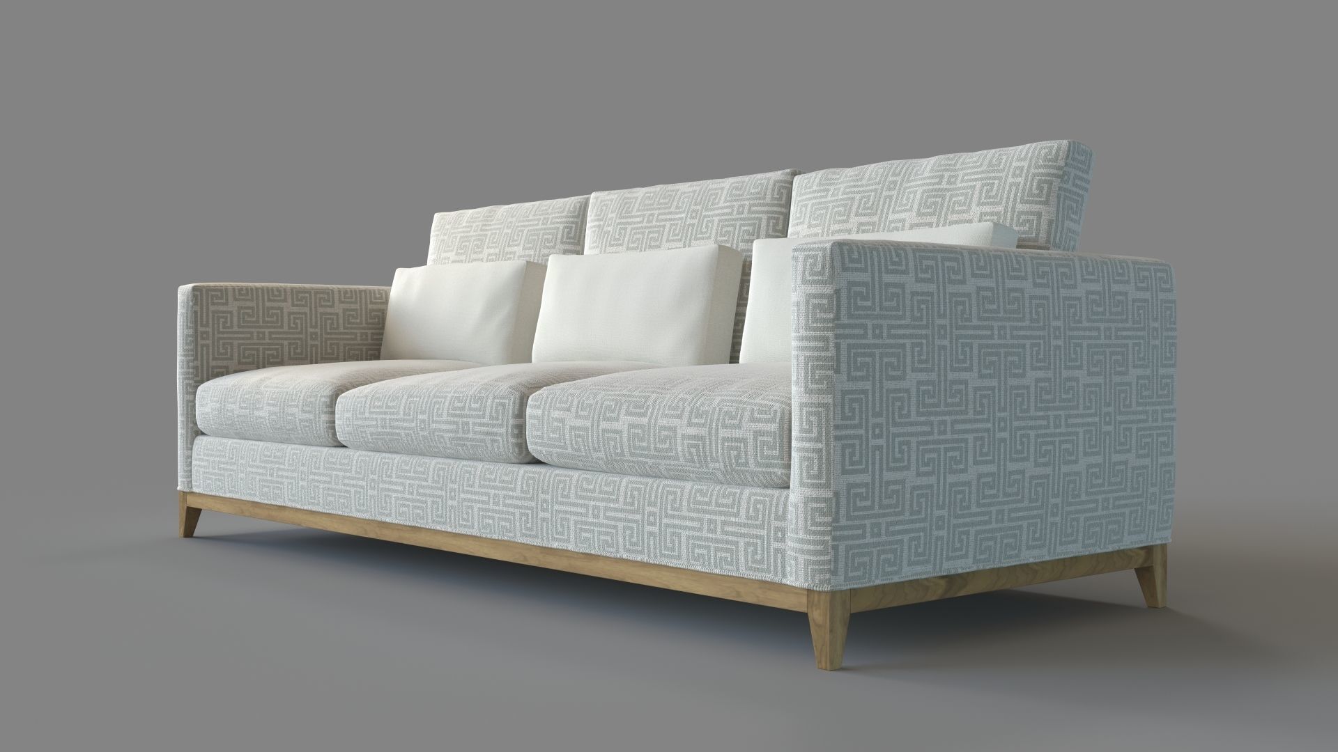 Taraval 3-Seat Sofa Oak Base Custom Color 3D model_4