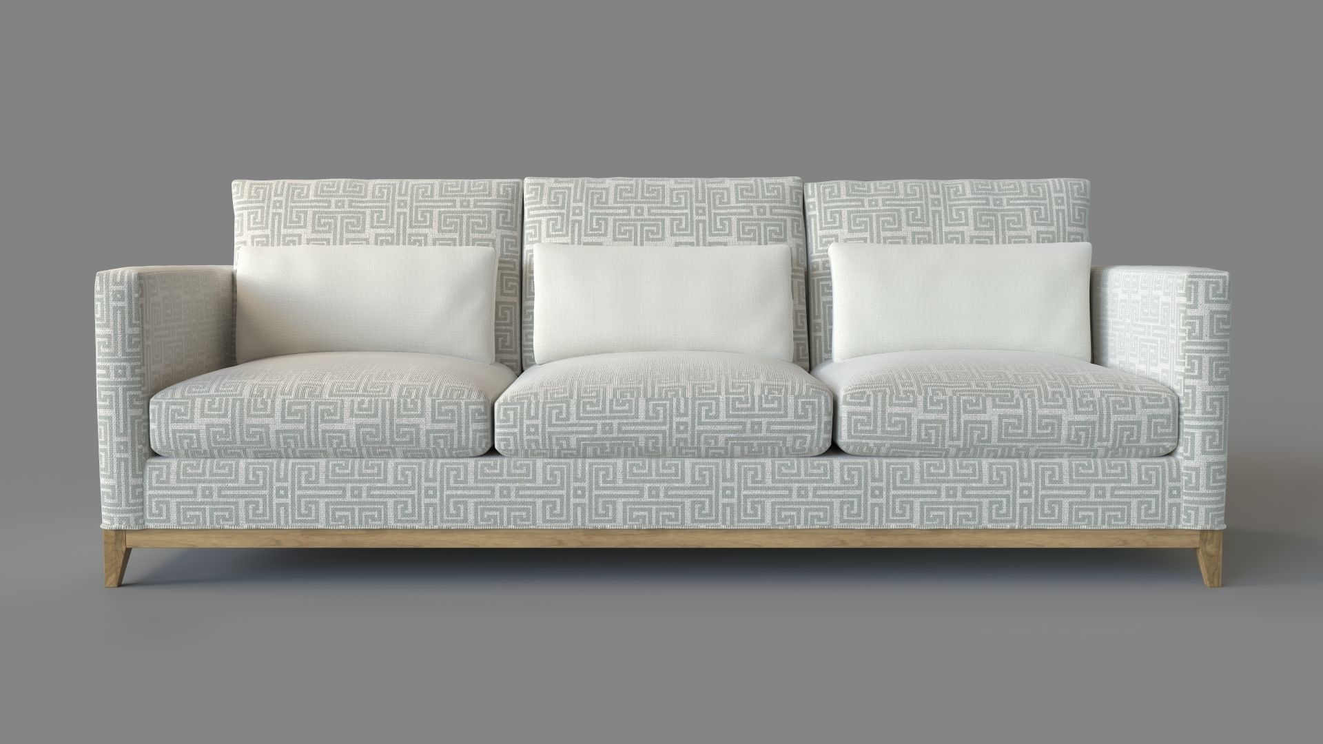 Taraval 3-Seat Sofa Oak Base Custom Color 3D model_1