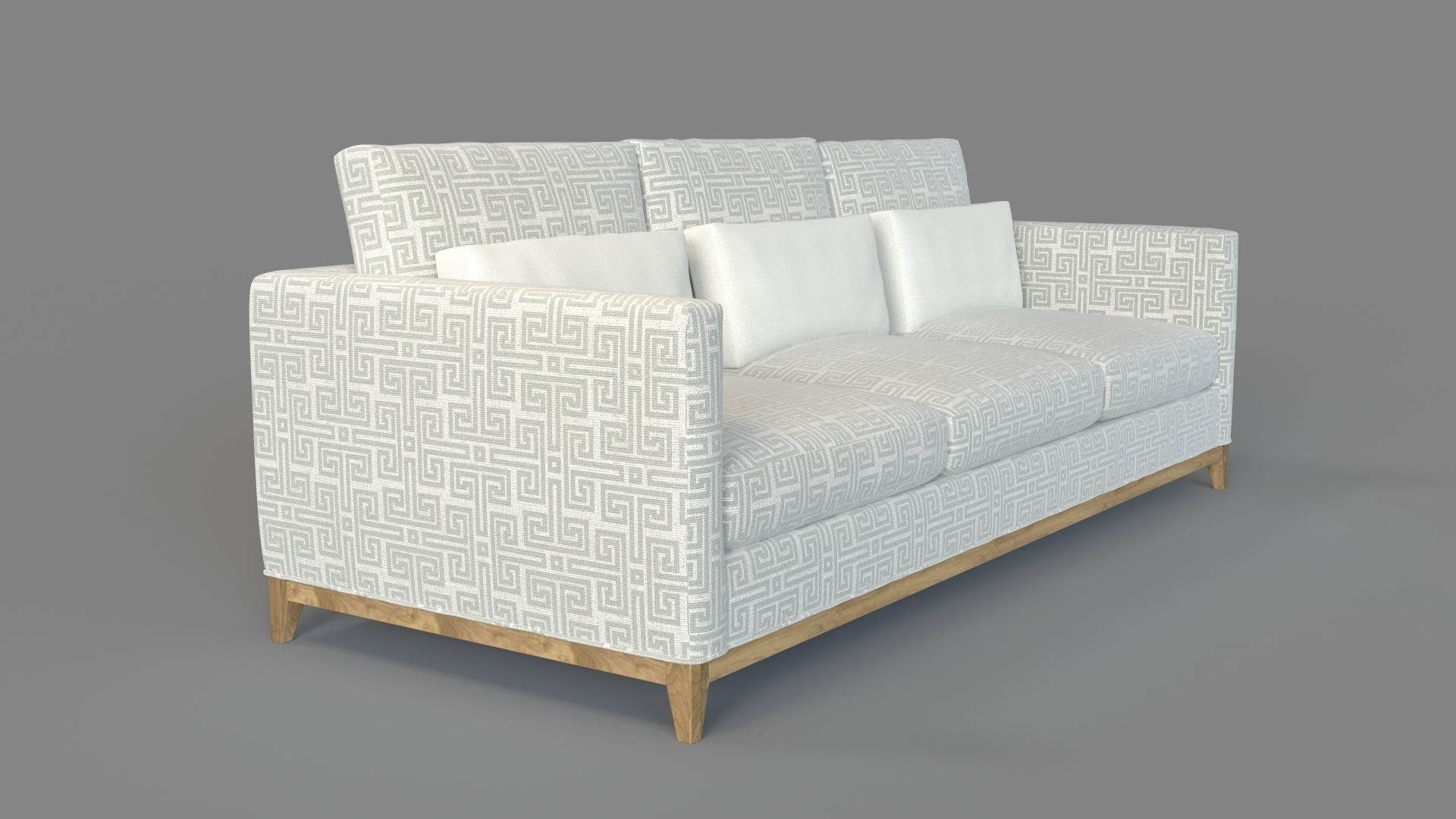 Taraval 3-Seat Sofa Oak Base Custom Color 3D model_2