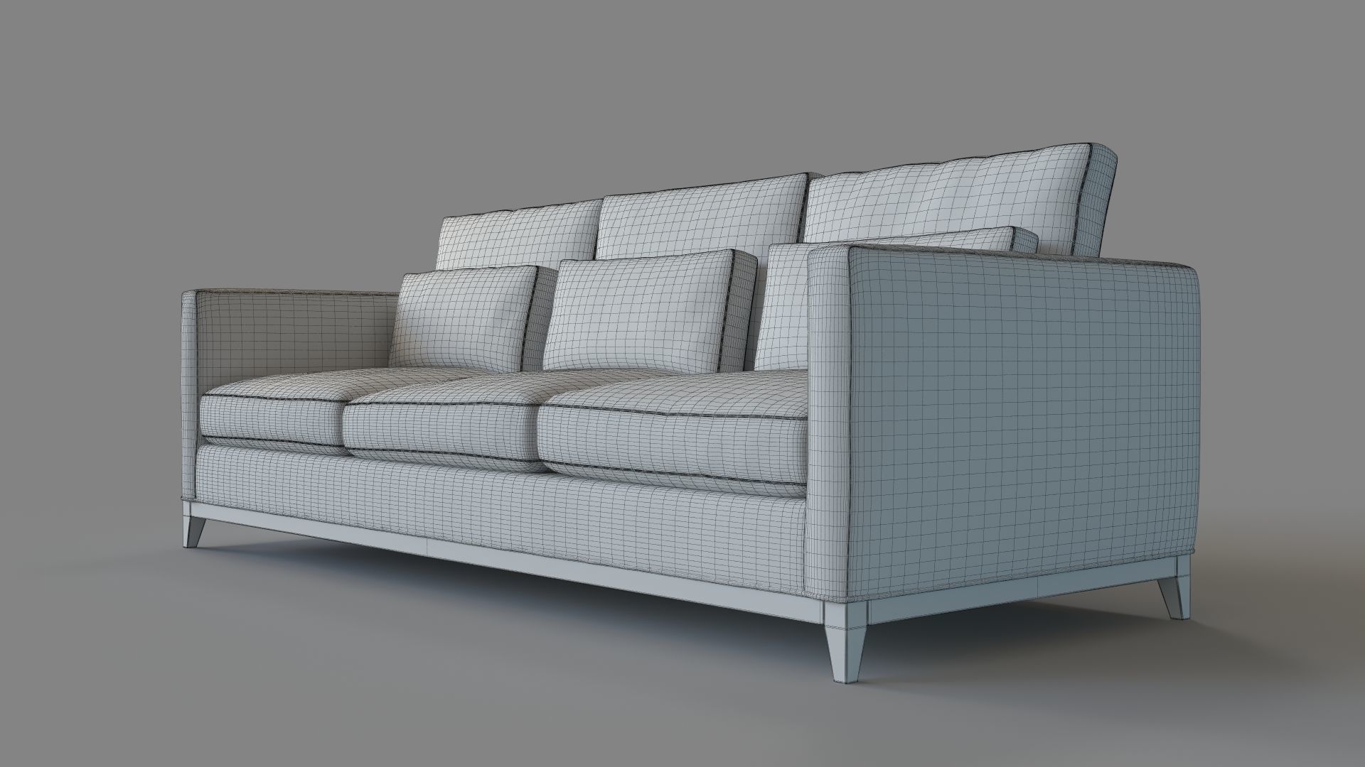 Taraval 3-Seat Sofa Oak Base Custom Color 3D model_5