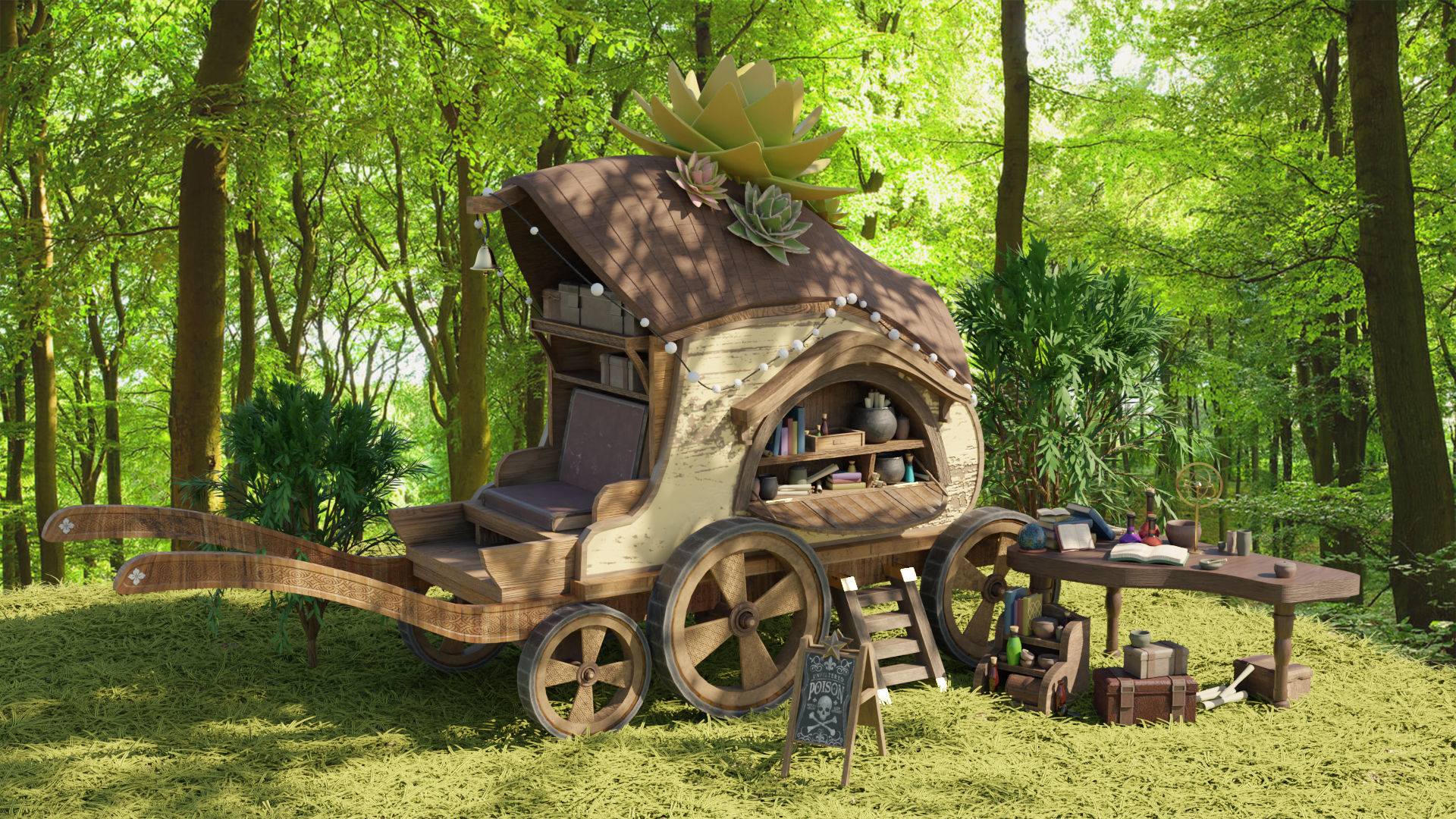 Potions Caravan 3D model_6