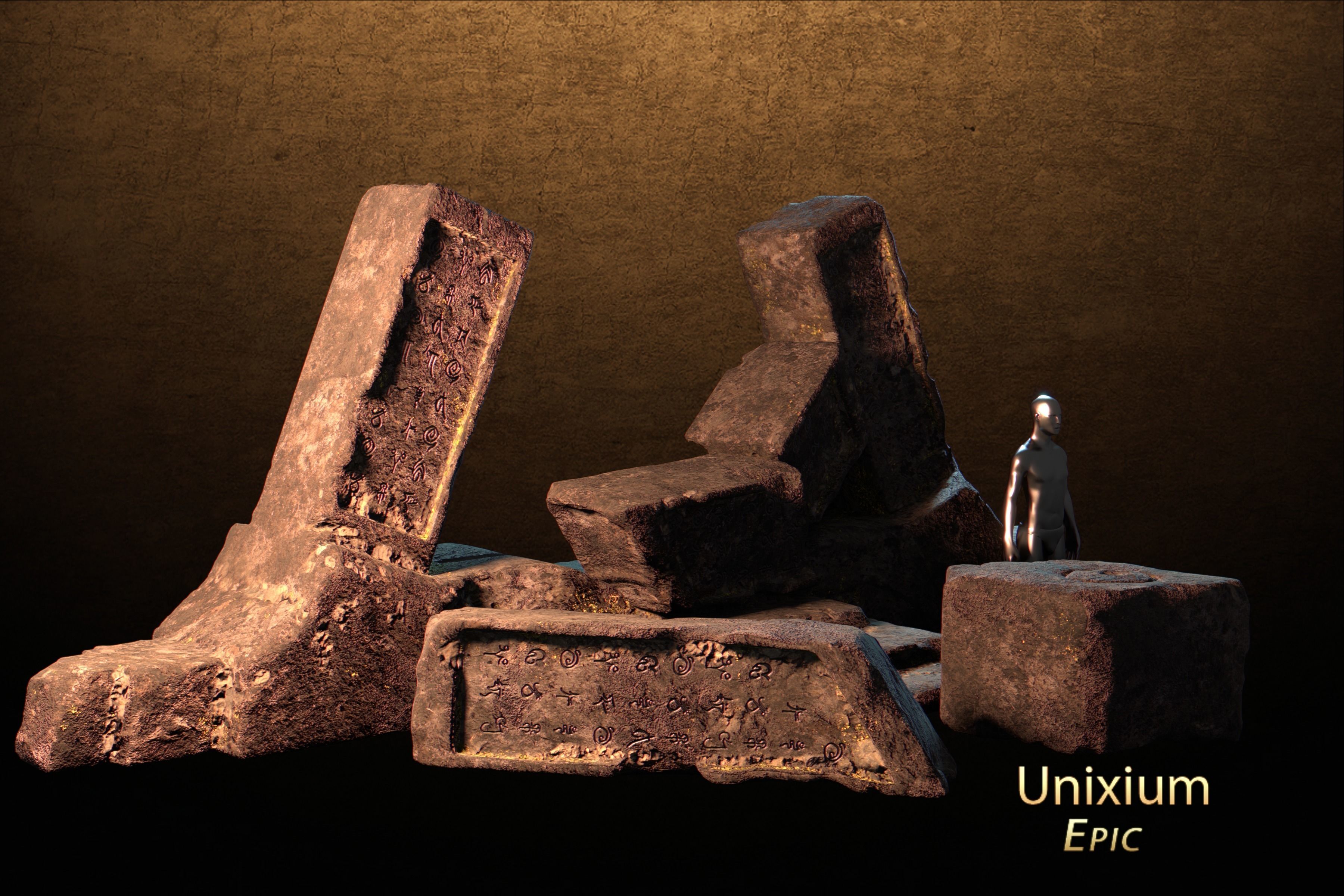 Modular Ancient Atlantean Temple Low-poly 3D model_10