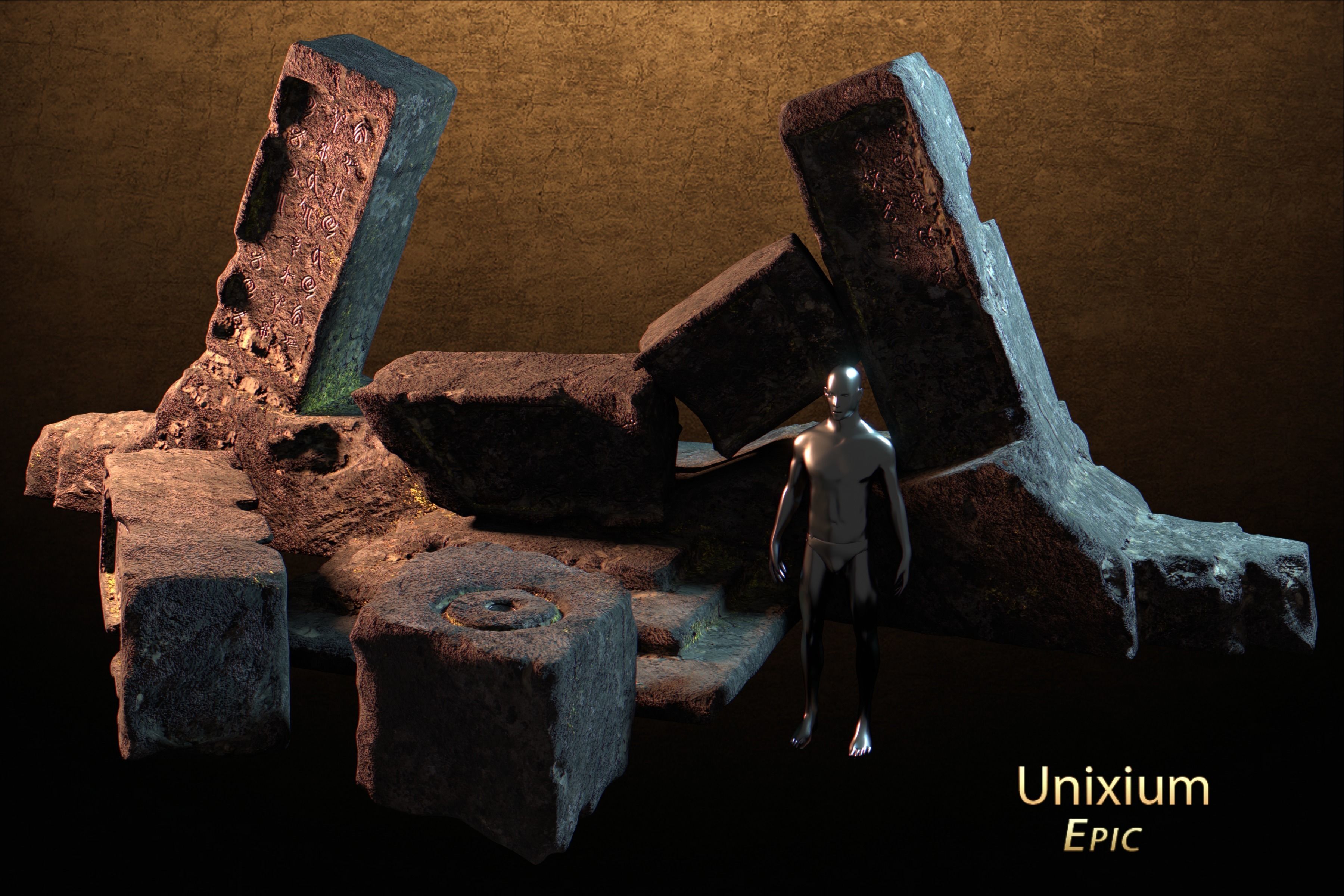 Modular Ancient Atlantean Temple Low-poly 3D model_9