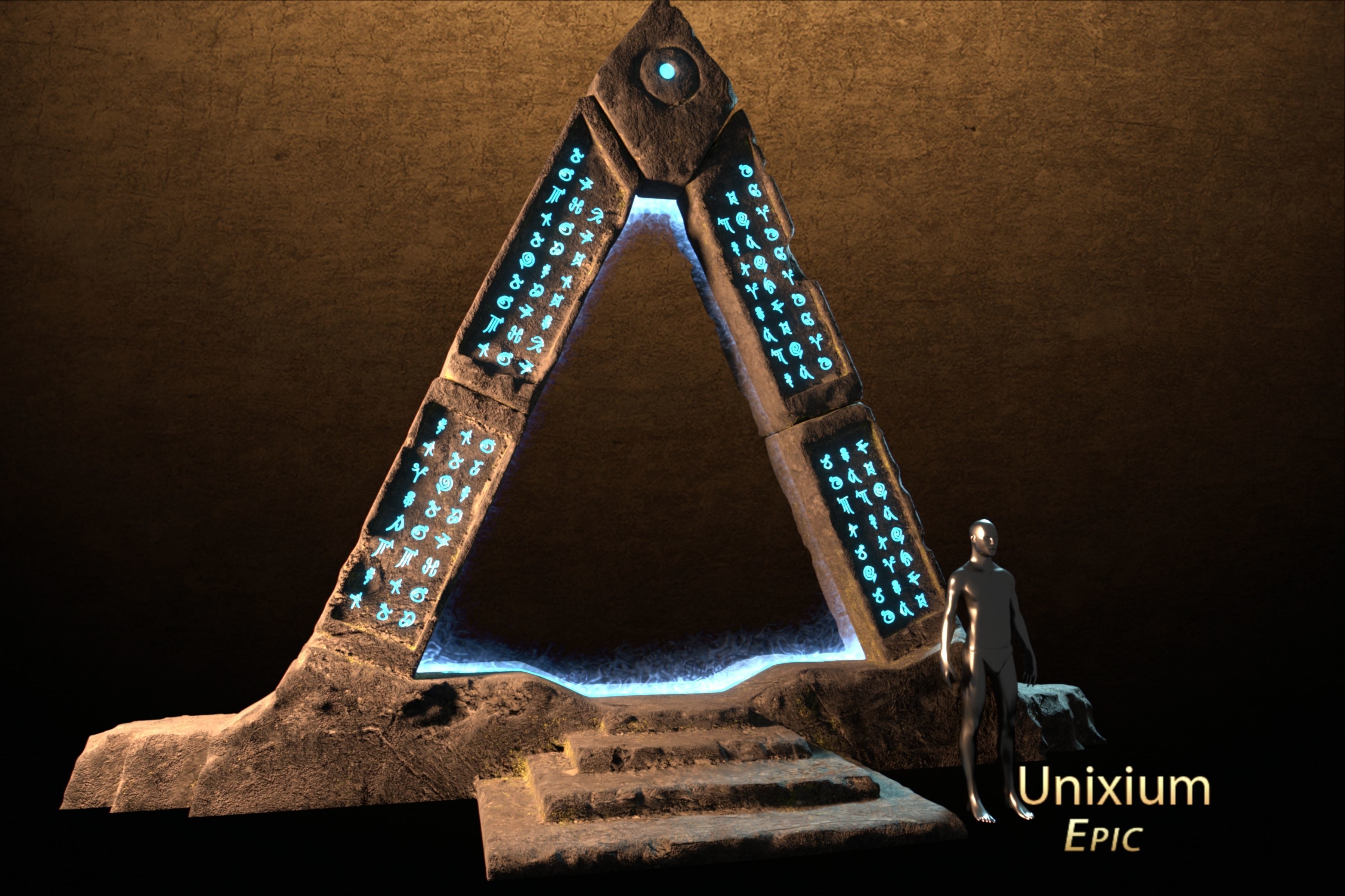 Modular Ancient Atlantean Temple Low-poly 3D model_1