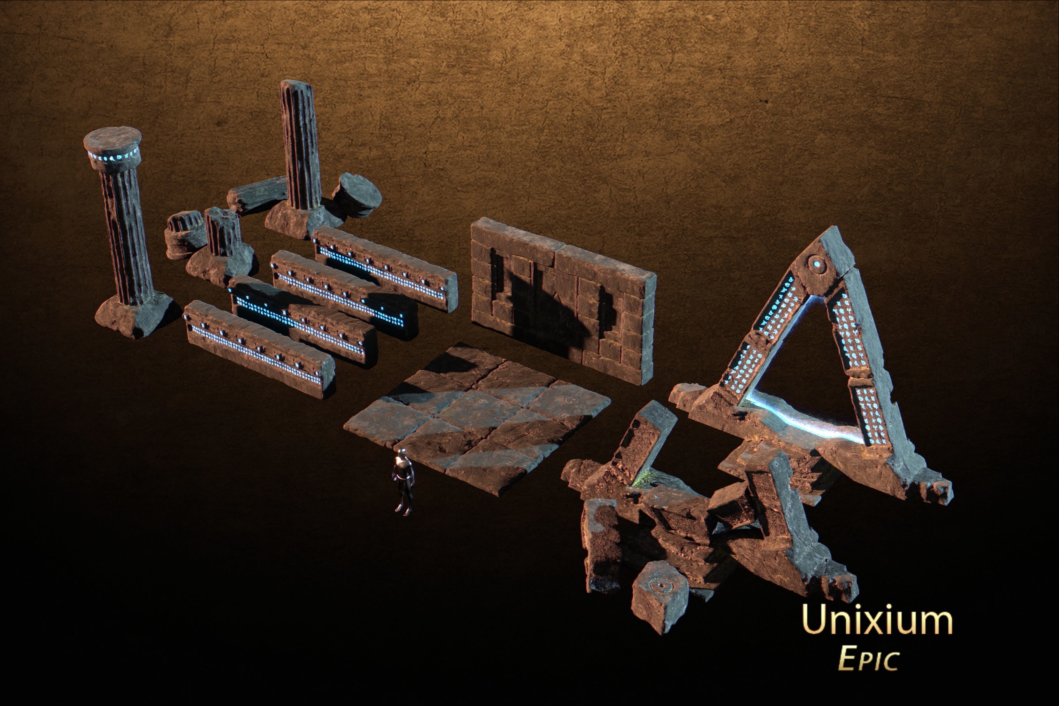 Modular Ancient Atlantean Temple Low-poly 3D model_40