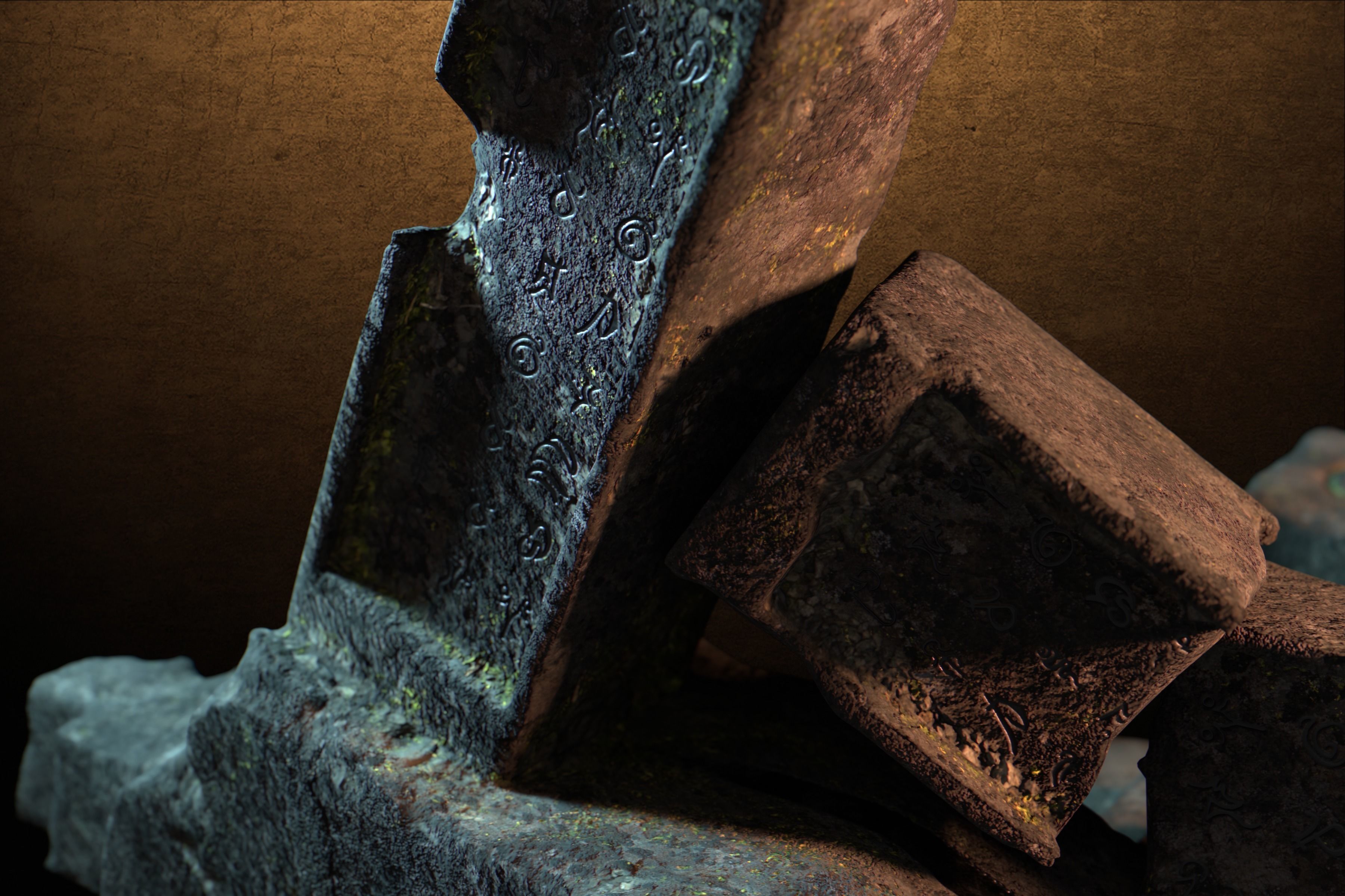 Modular Ancient Atlantean Temple Low-poly 3D model_7