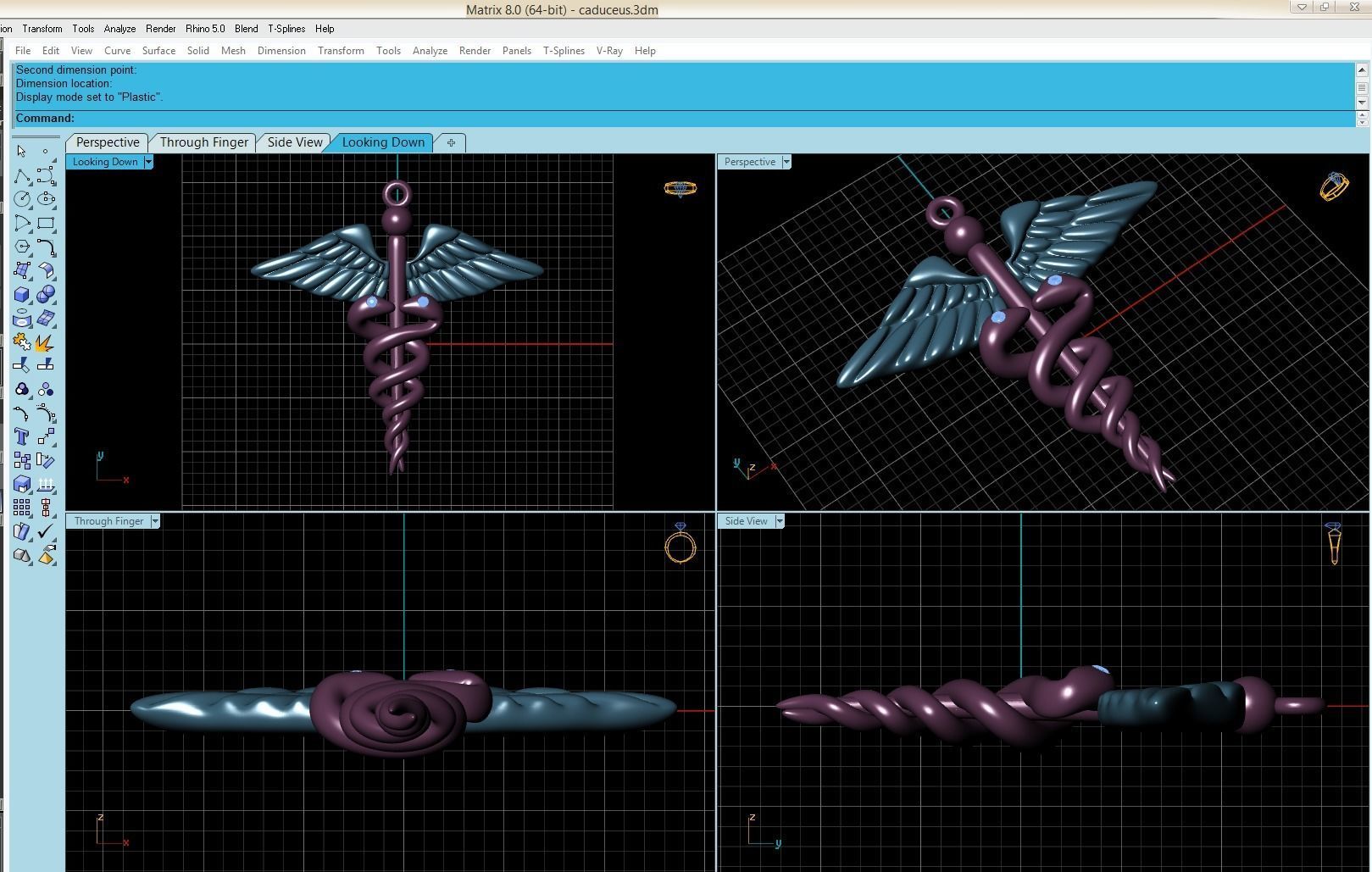 Pendant Caduceus 3D print model_4