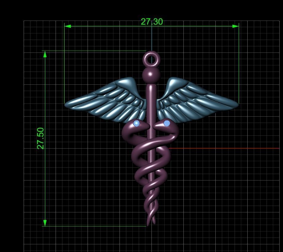Pendant Caduceus 3D print model_5