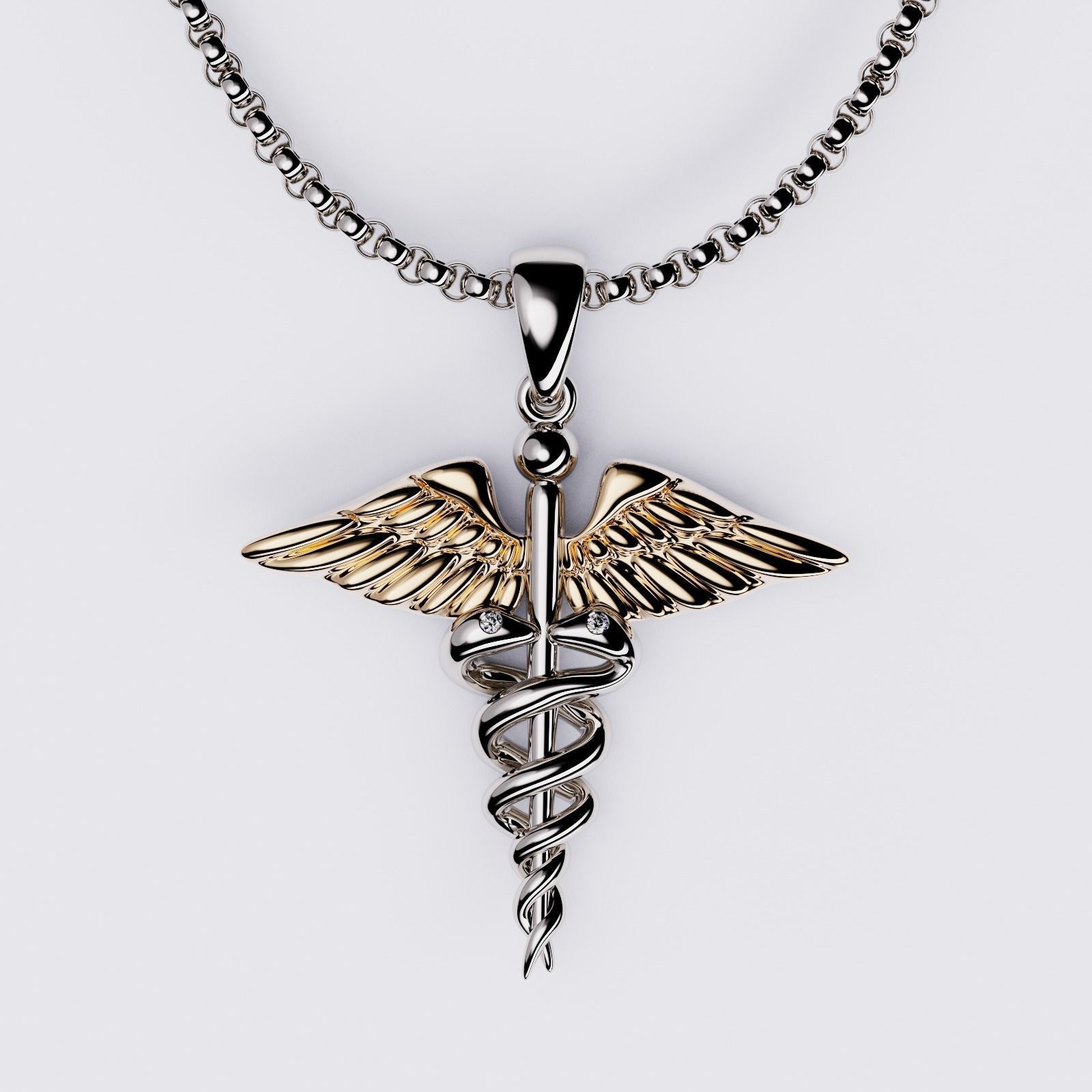Pendant Caduceus 3D print model_3