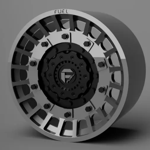 1 24 Scale 20 Inch Fuel Militia Wheels With Mud tires  3D print model_0