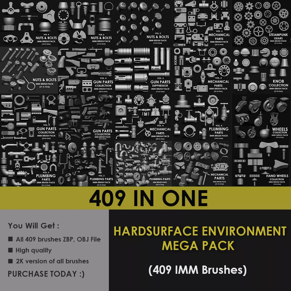 Hardsurface Environment Megapack Imm Brushes 409 All in One 3D model_0