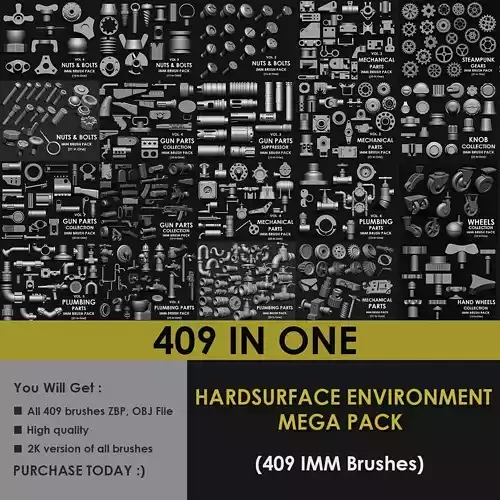 Hardsurface Environment Megapack Imm Brushes 409 All in One 3D model