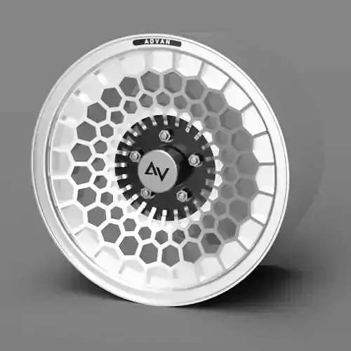 1 24 Scale 15 Inch Advan Honeycomb Wheels with 888 style tires 3D print model