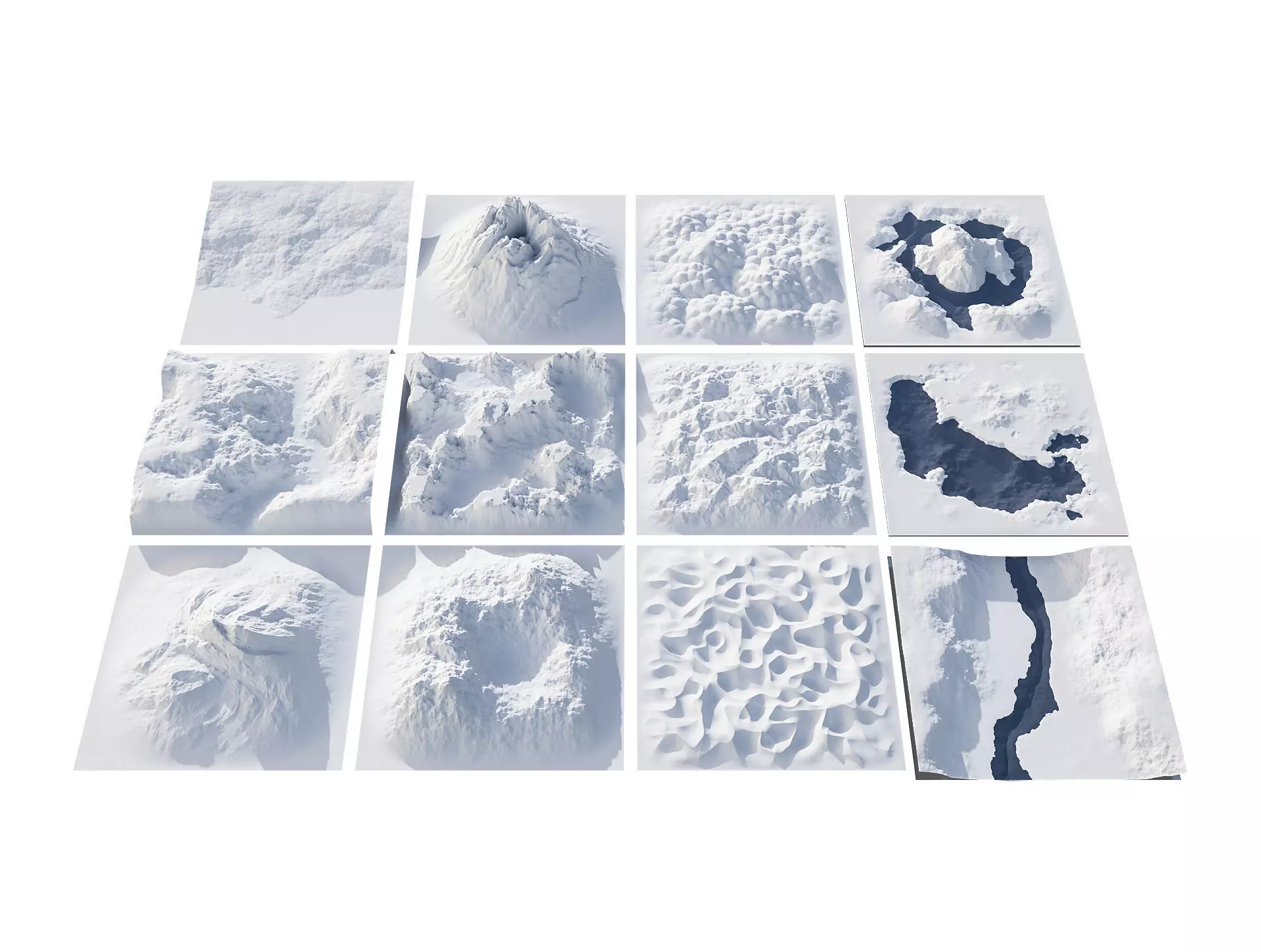 12 Landscapes Low-poly 3D model