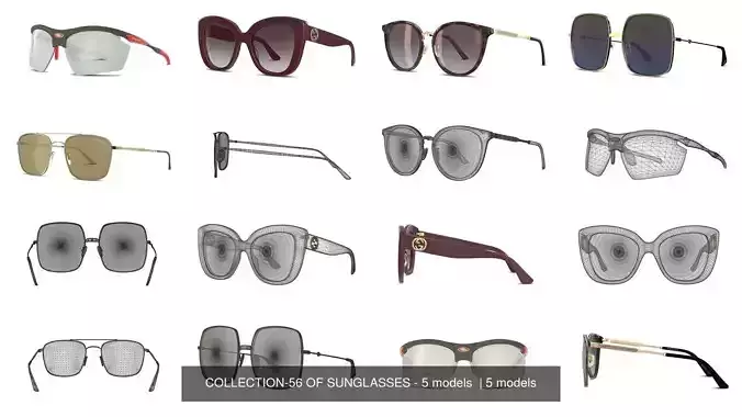 COLLECTION-56 OF SUNGLASSES - 5 models  