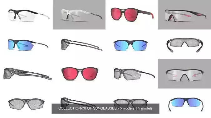 COLLECTION-70 OF SUNGLASSES - 5 models 