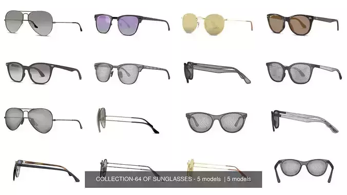 COLLECTION-64 OF SUNGLASSES - 5 models 