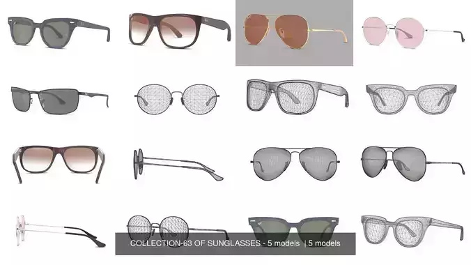 COLLECTION-63 OF SUNGLASSES - 5 models  