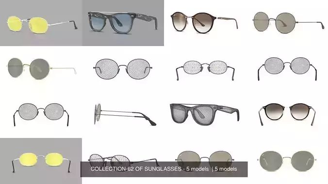 COLLECTION-62 OF SUNGLASSES - 5 models 