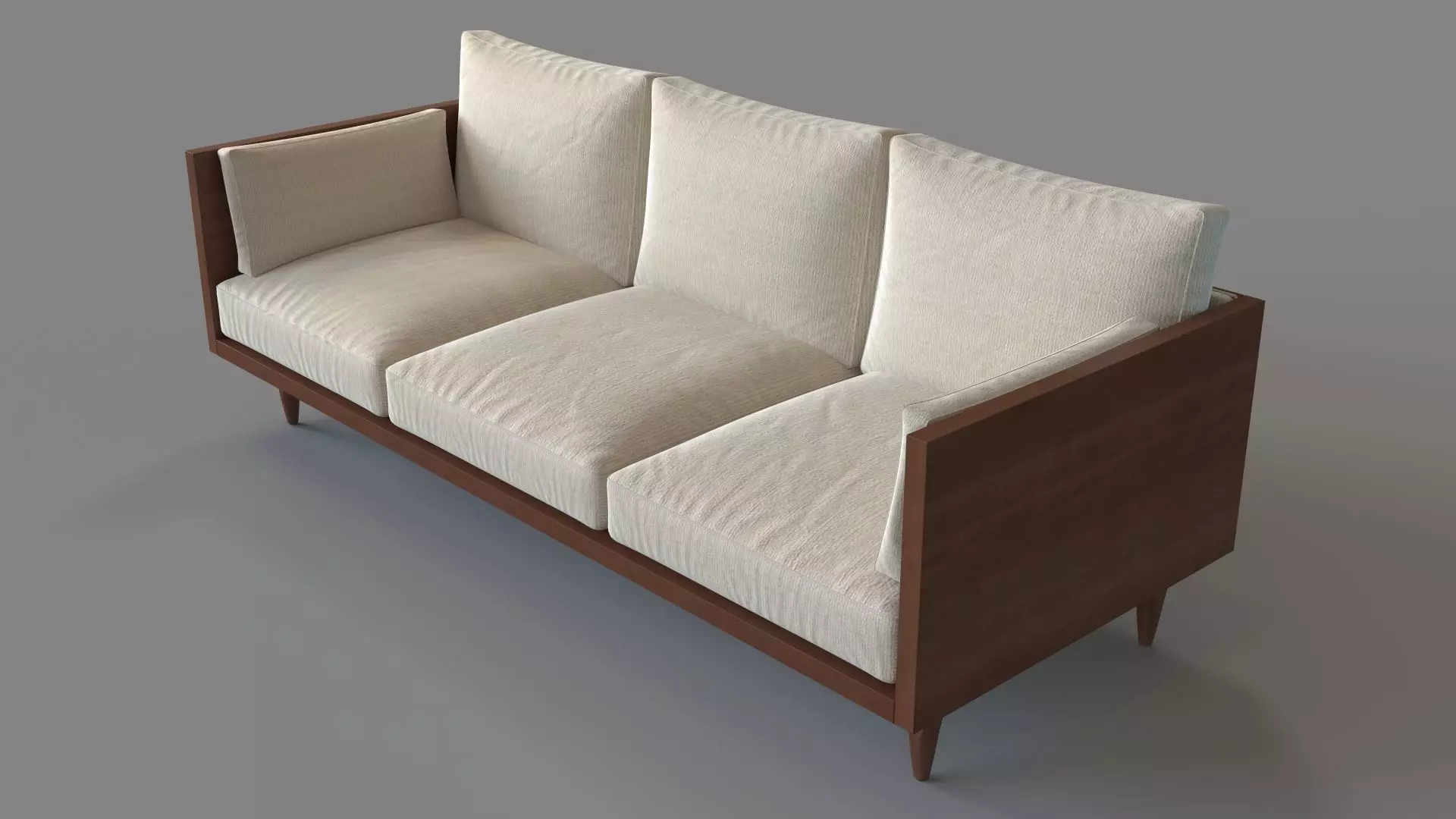 Sherwood 3-Seat Exposed Wood Frame Sofa Curious Pearl 3D model
