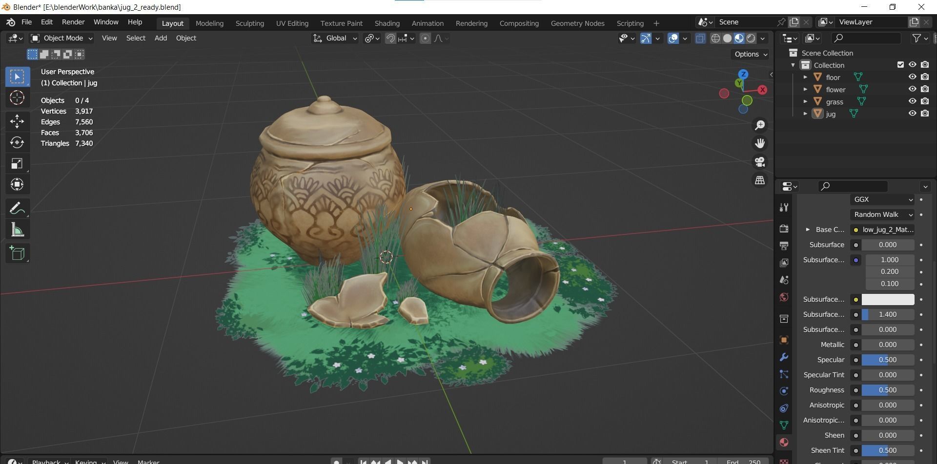 Stylized Digital Handpainted Jug prop Game-ready Low-poly Low-poly 3D model_9