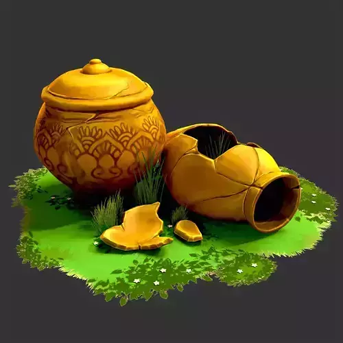 Stylized Digital Handpainted Jug prop Game-ready Low-poly