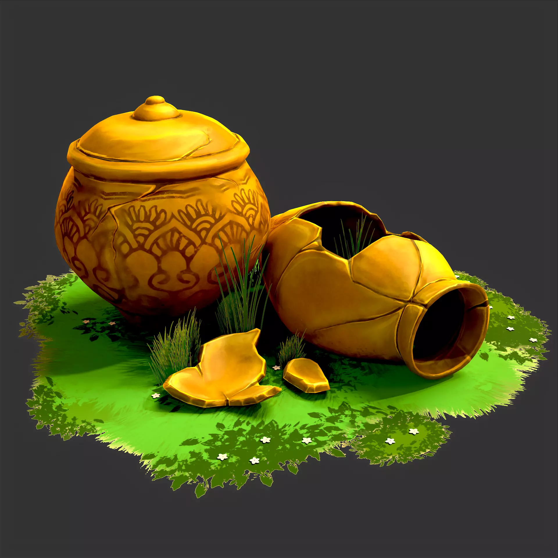 Stylized Digital Handpainted Jug prop Game-ready Low-poly Low-poly 3D model_0