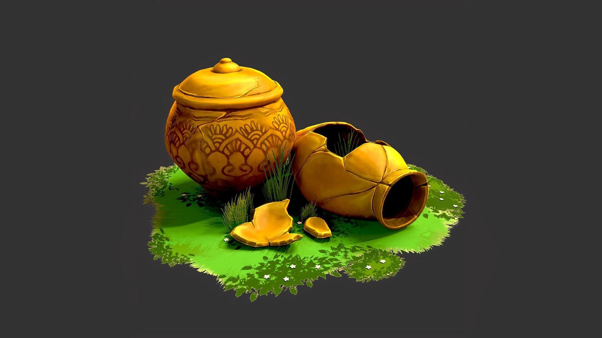 Stylized Digital Handpainted Jug prop Game-ready Low-poly Low-poly 3D model_6