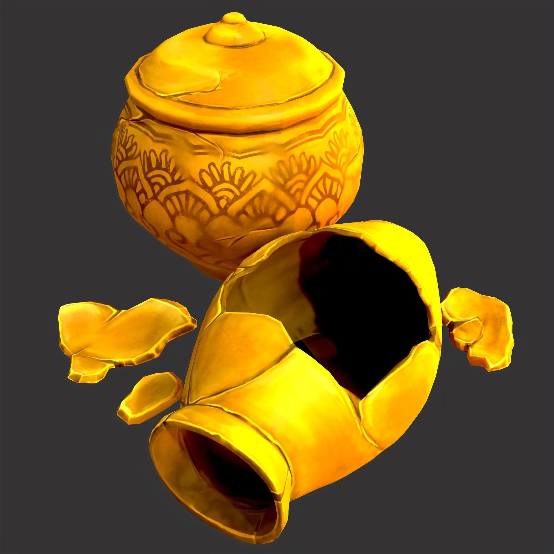 Stylized Digital Handpainted Jug prop Game-ready Low-poly Low-poly 3D model_3