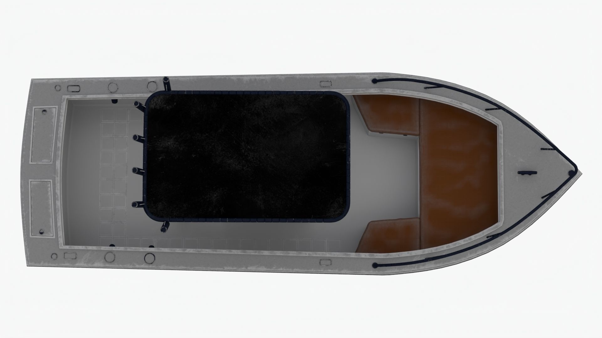 4K Small Aluminium Boat Low-poly 3D model_5