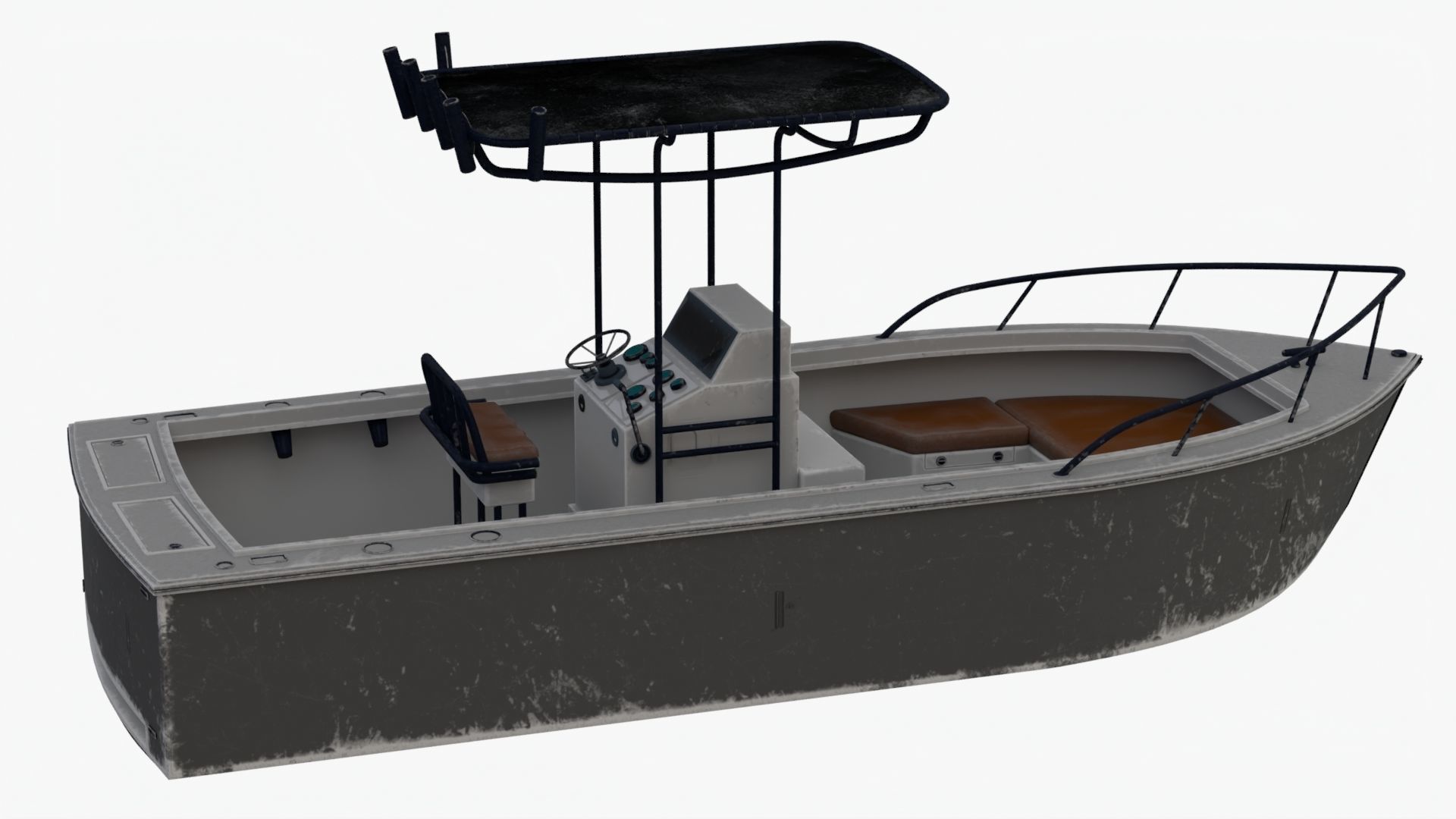 4K Small Aluminium Boat Low-poly 3D model_4