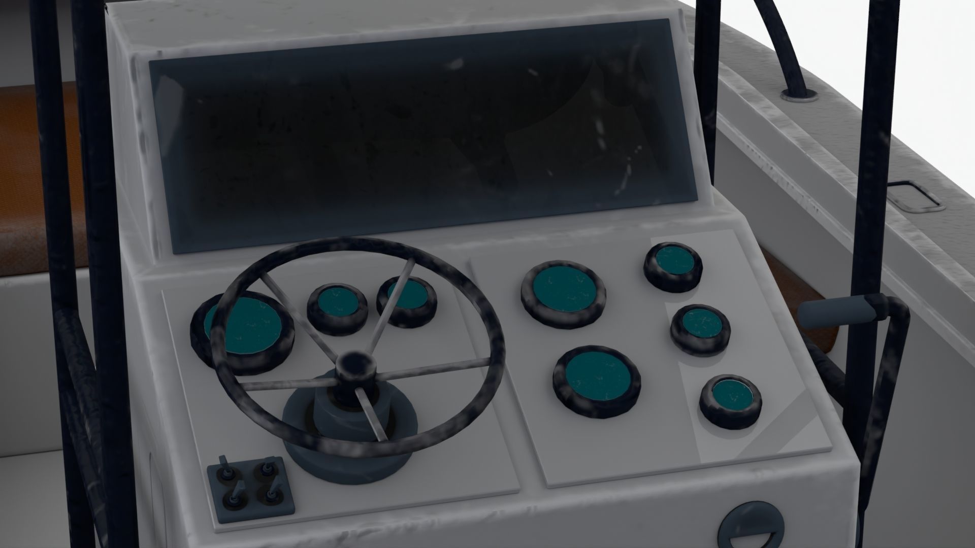 4K Small Aluminium Boat Low-poly 3D model_7